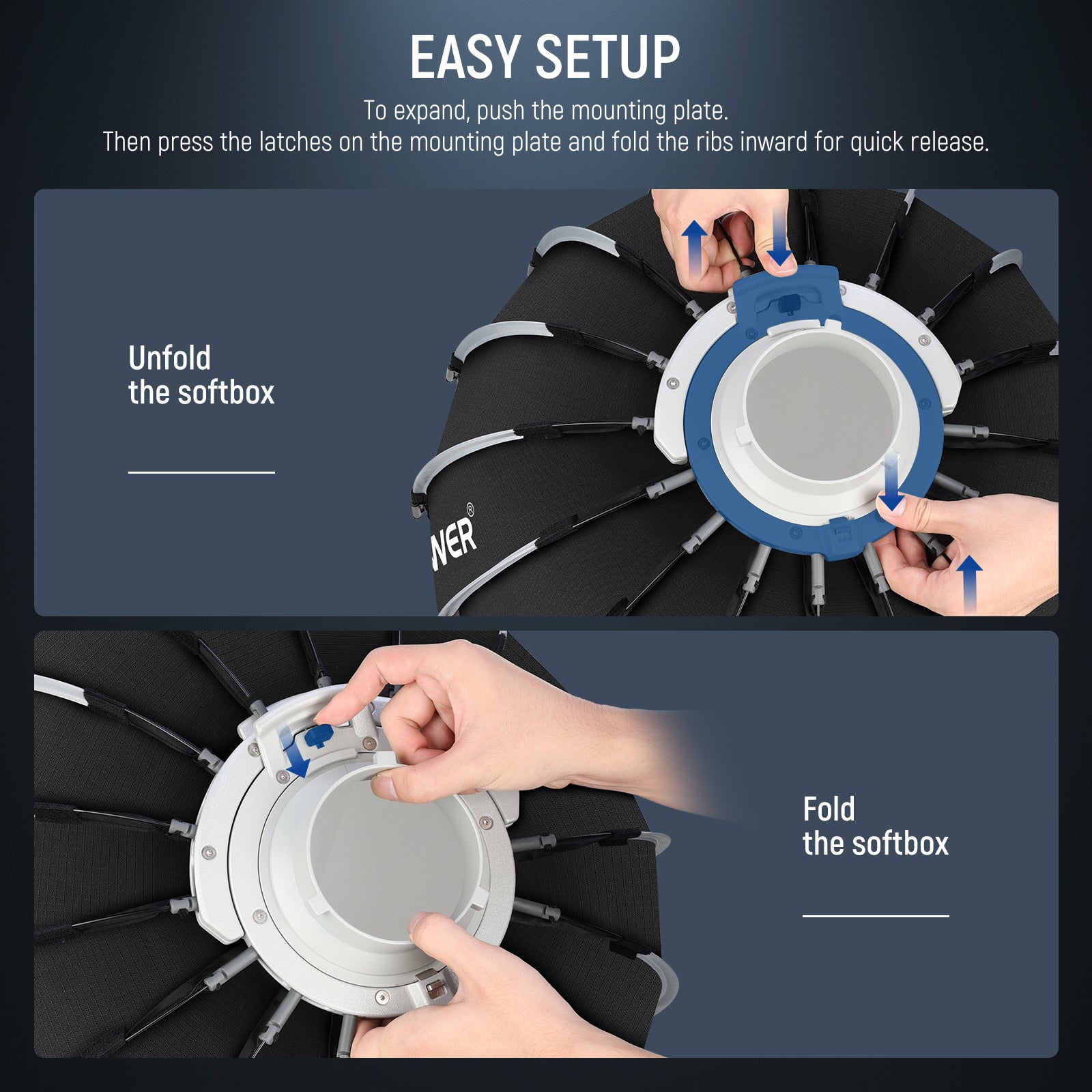 NEEWER 60CM/90CM/120CM Quick Release Parabolic Softbox