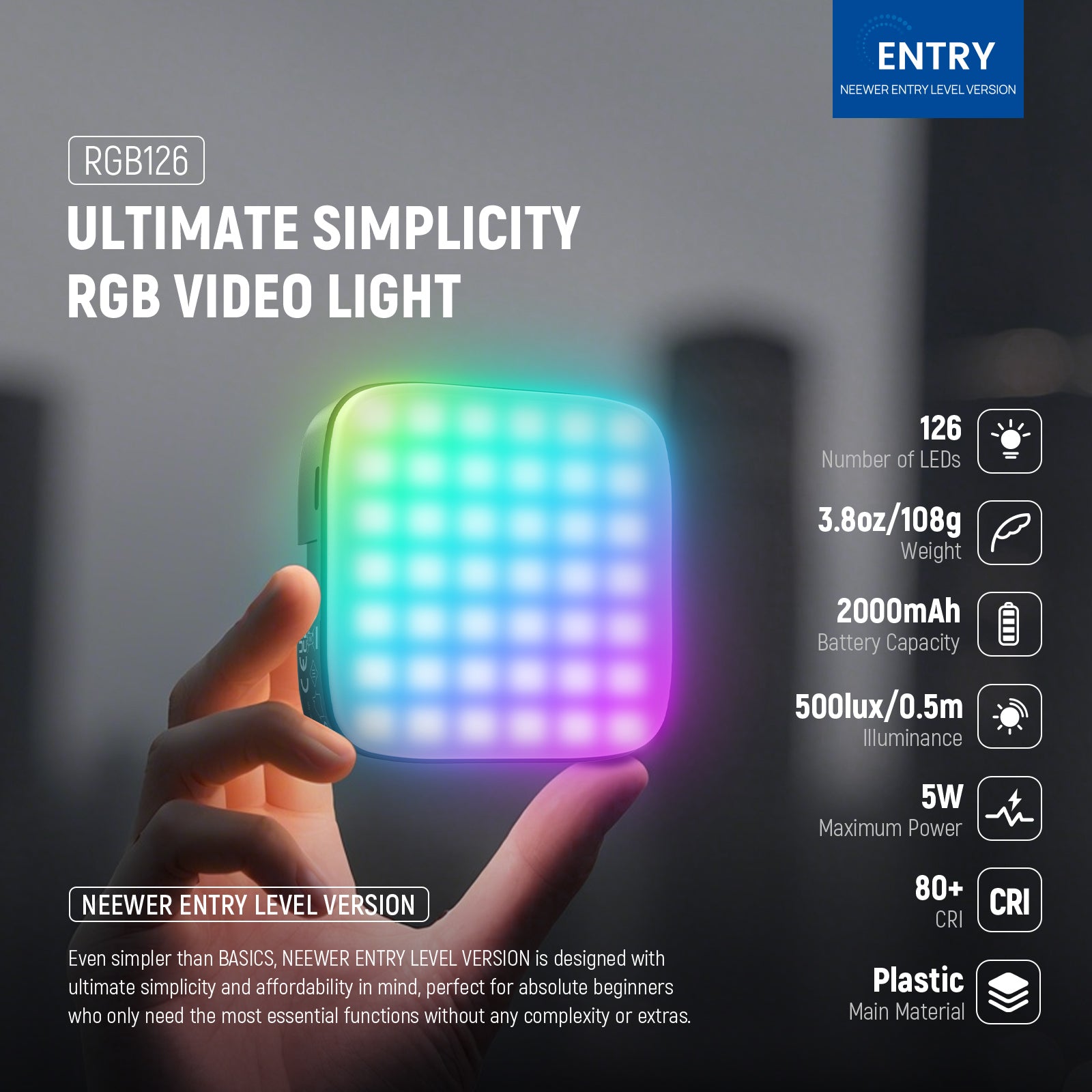 NEEWER RGB126 RGB Video Light | Portable Camera Light