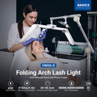 A beauty technician performs a lash treatment on a client, illuminated by the NEEWER BASICS HM06-D LED Lash Light