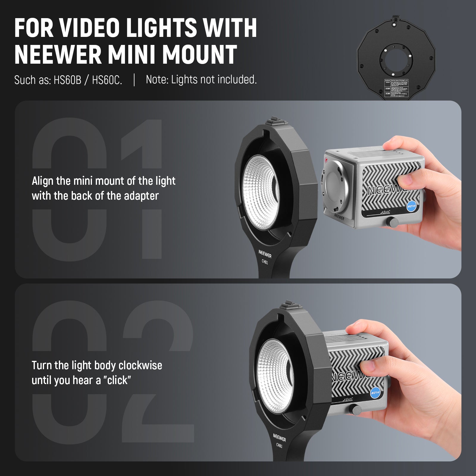 NEEWER CHB1 Bowens Mount Adapter Holder for Handheld Light