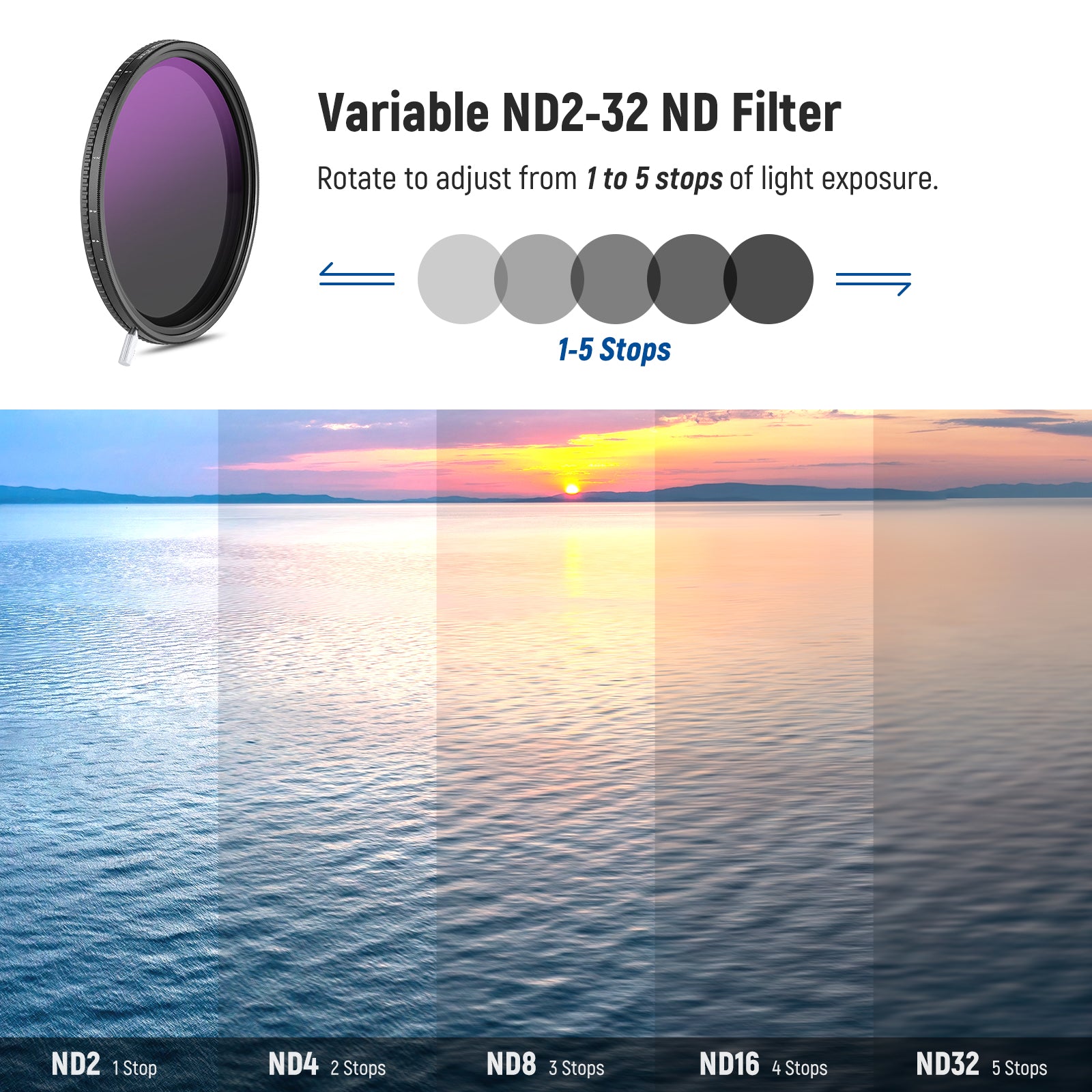 NEEWER ND2-512 HD True Colors Variable ND Lens Filter