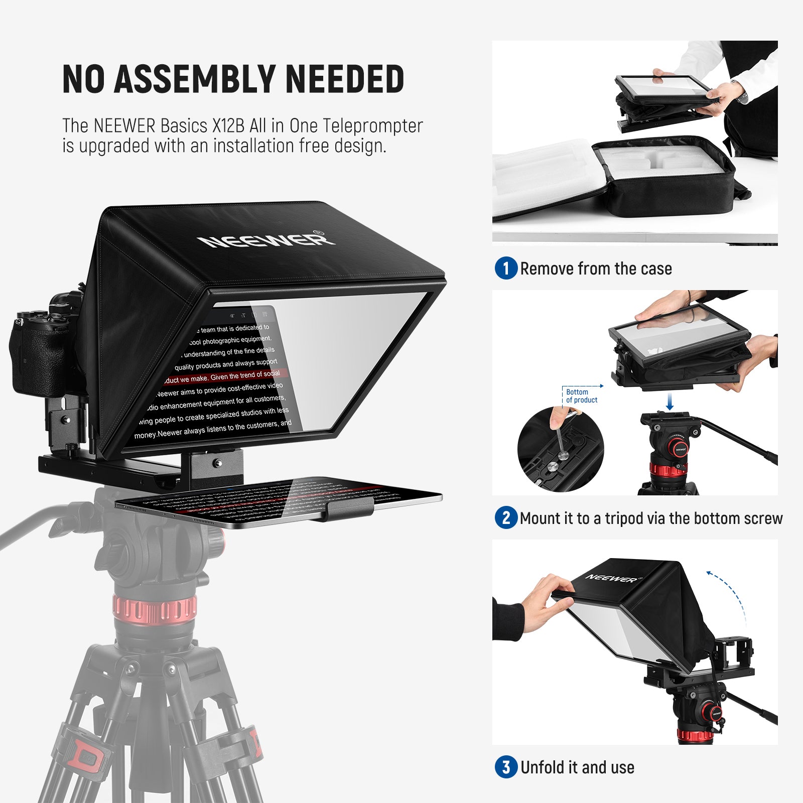 NEEWER BASIC X12B Portable Teleprompter | Speech Prompter