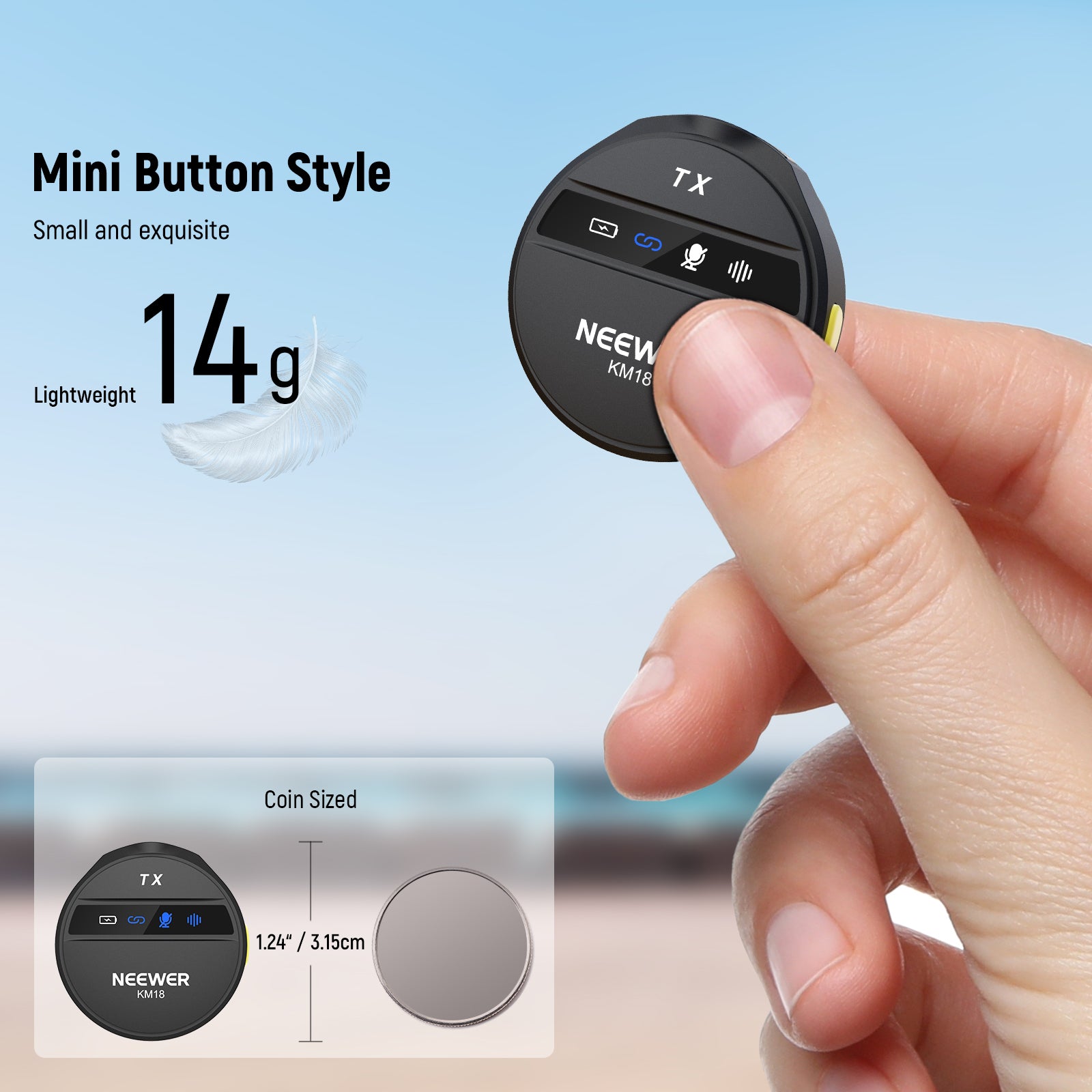 NEEWER KM18 Wireless Microphone with USB C Charging Case