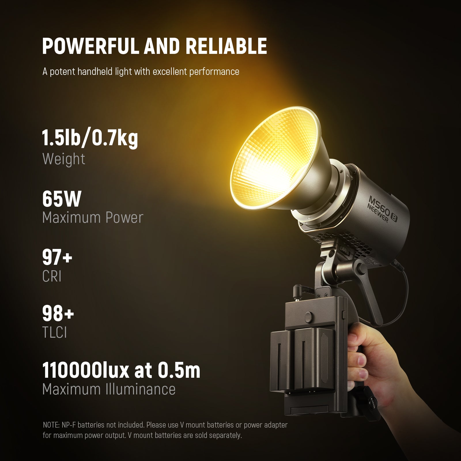 NEEWER MS60B Bi-color LED Video Light | Handheld Light