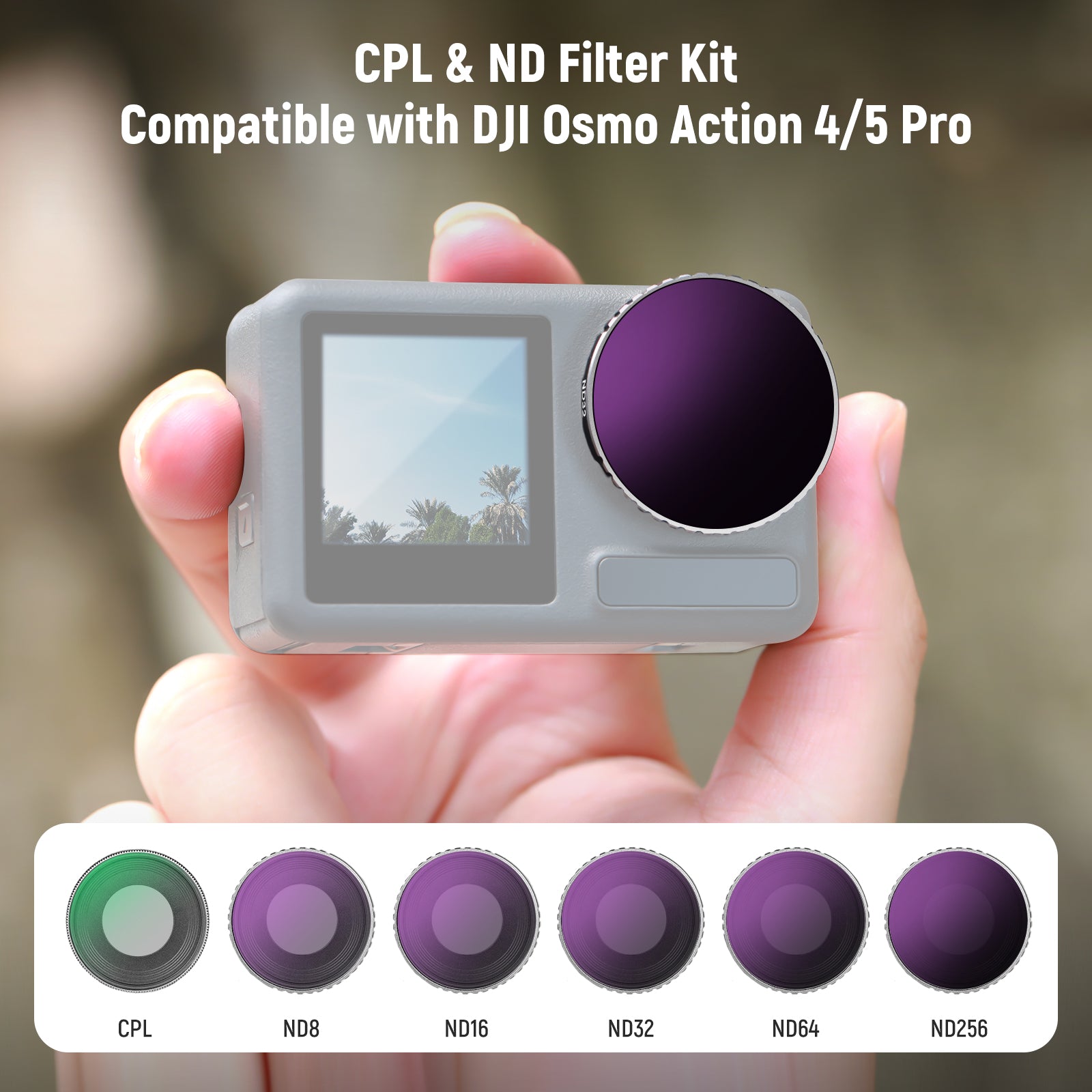 【DJI】Osmo Action NDフィルターセット Amazon.com : Action 5 Pro ND Filter Set for DJI Osmo Action 5/4/3
