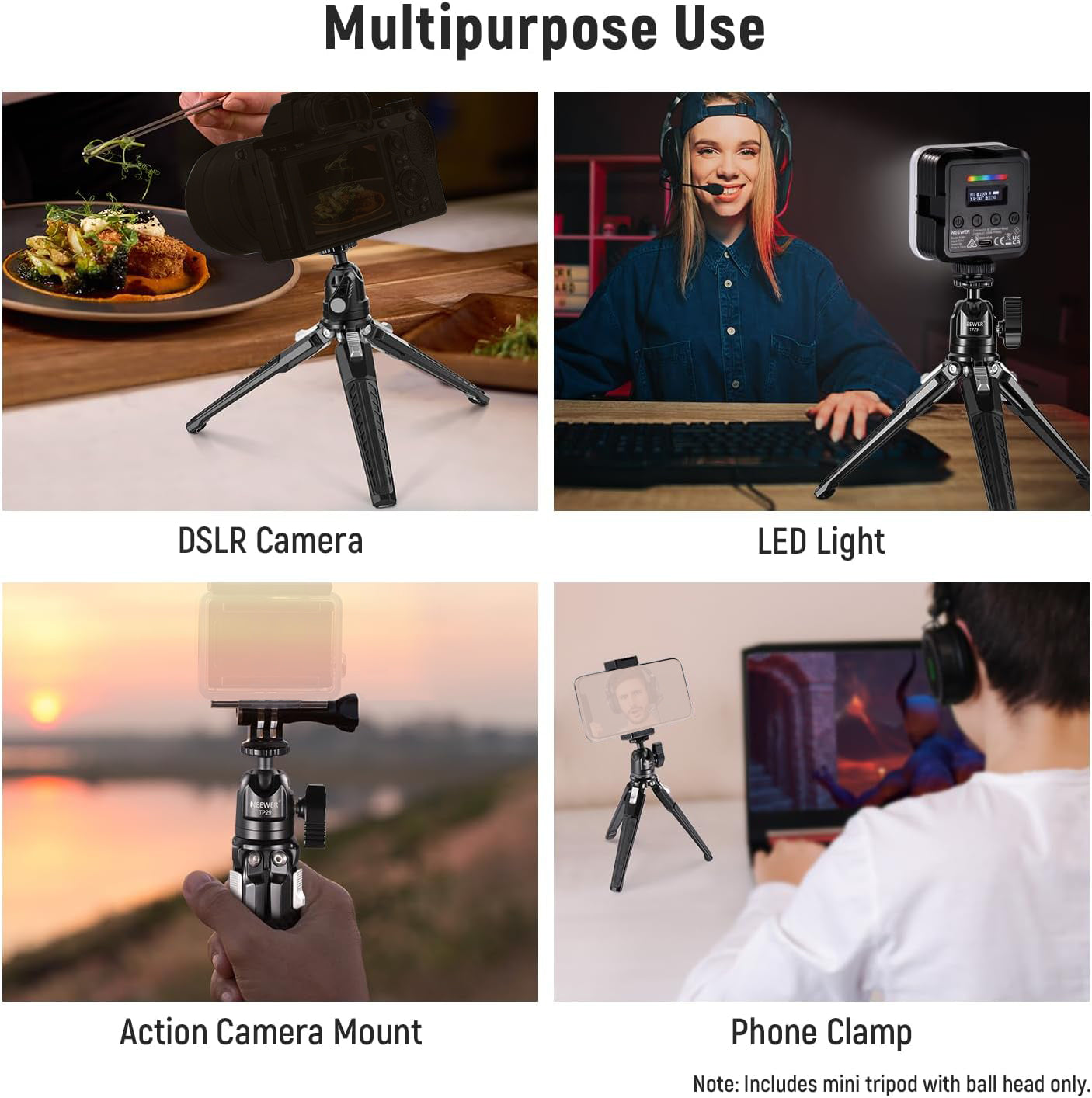 NEEWER TP29 Metal Tabletop Mini Tripod Uses