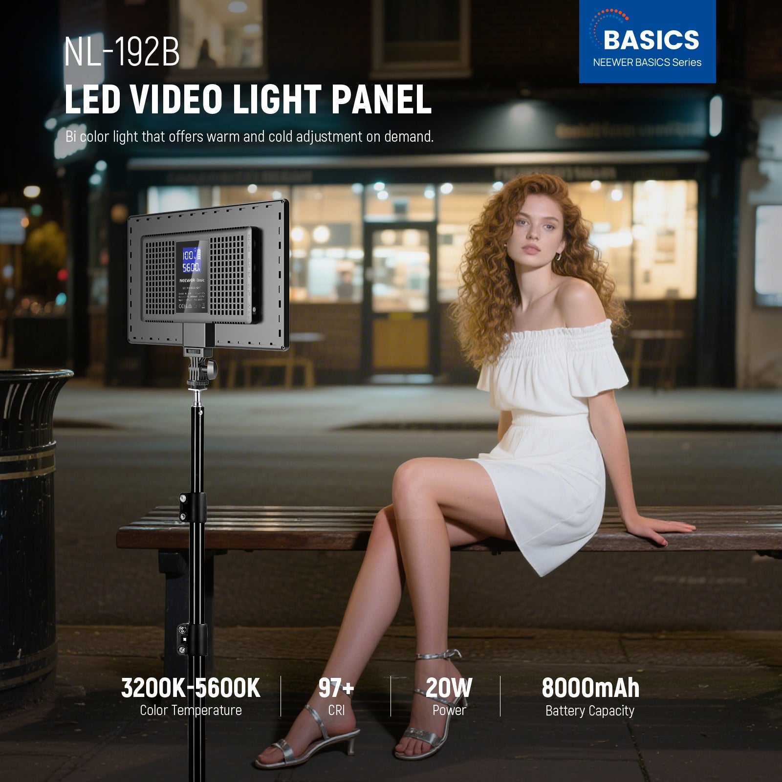 NEEWER BASICS NL-192B Bi Color LED Video Light Panel