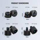 Product dimensions of the NEEWER HW-43 8 Packs Mic Stand Adapter