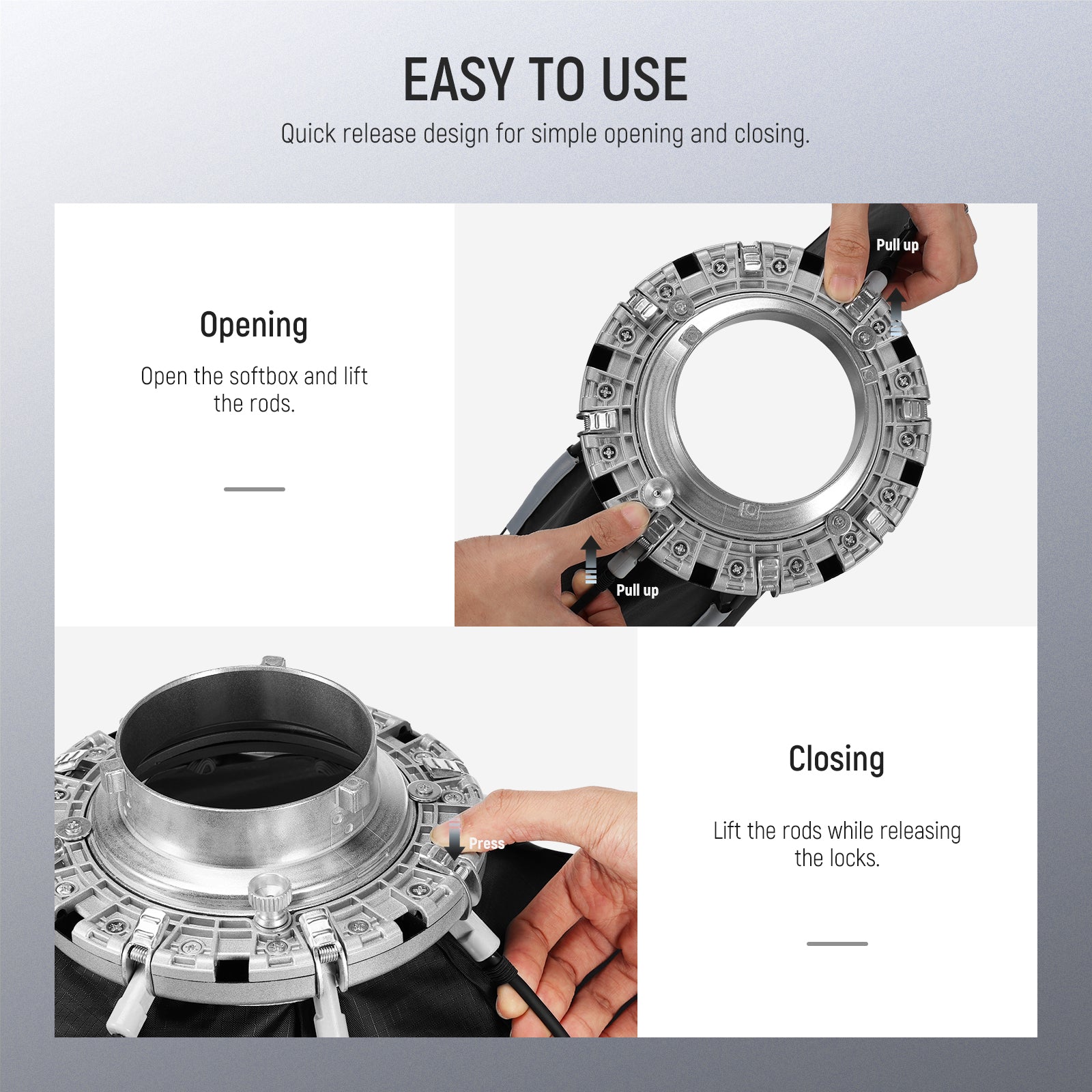 NEEWER NS21P Octagonal Softbox is easy to use.