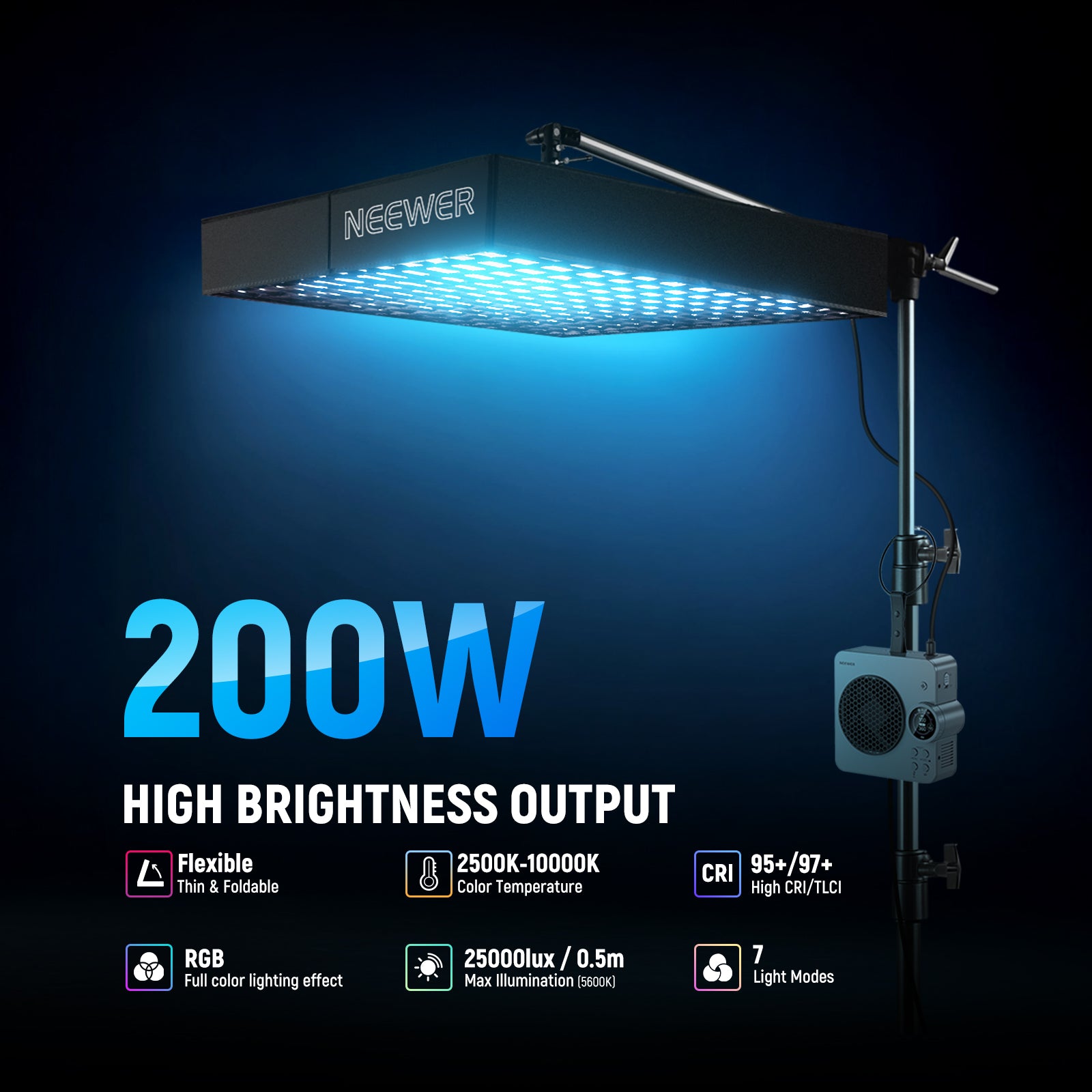 NEEWER AF200C 200W Flexible Fabric LED RGB Video Light
