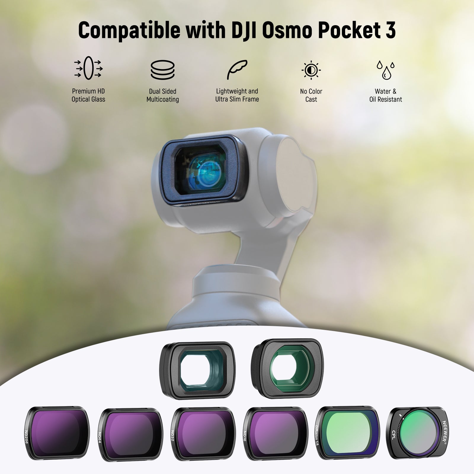 NEEWER ND Filter Set & Wide Angle+Macro Lens for Pocket 3 / Pocket