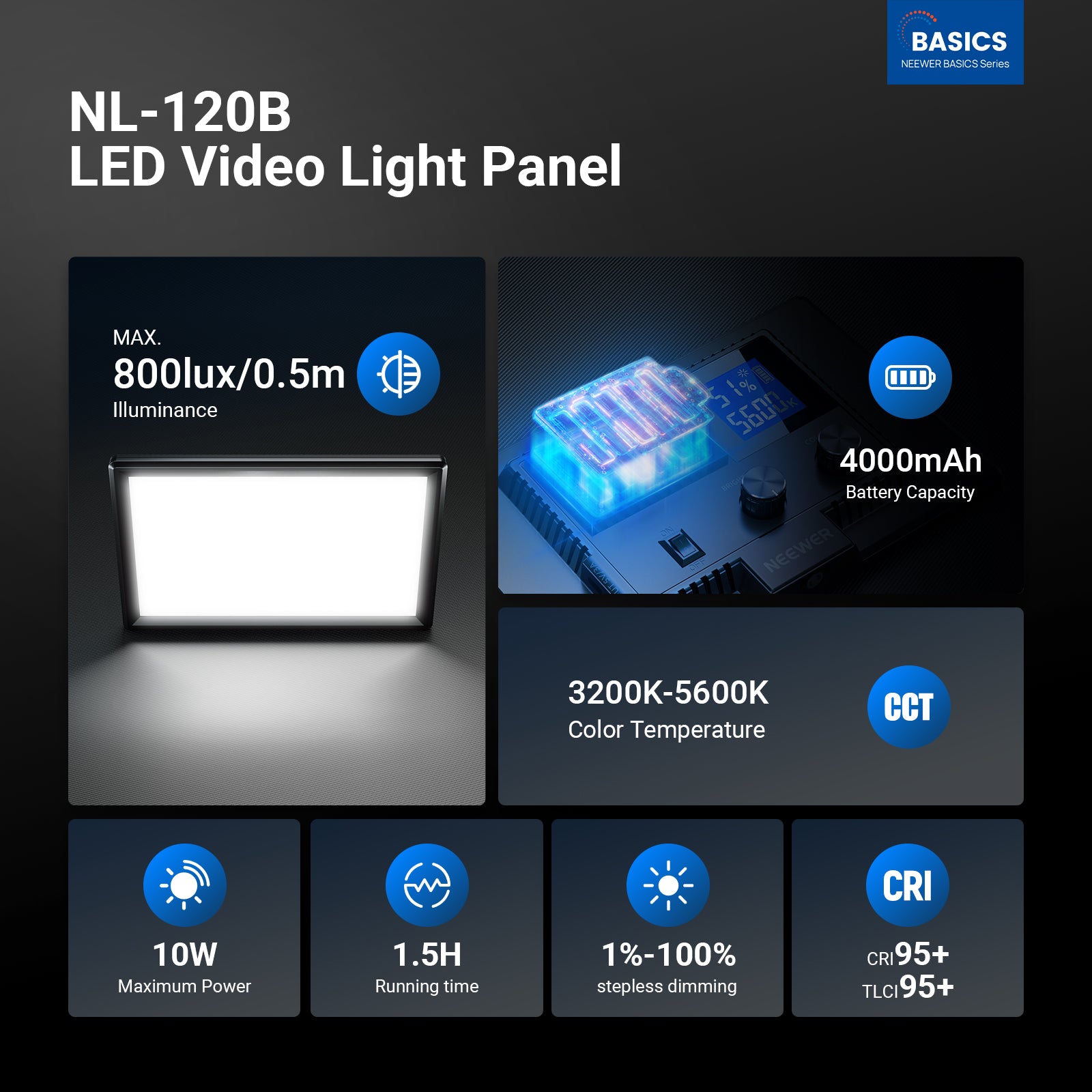 NEEWER BASICS NL-120B Bi Color LED Video Panel Light