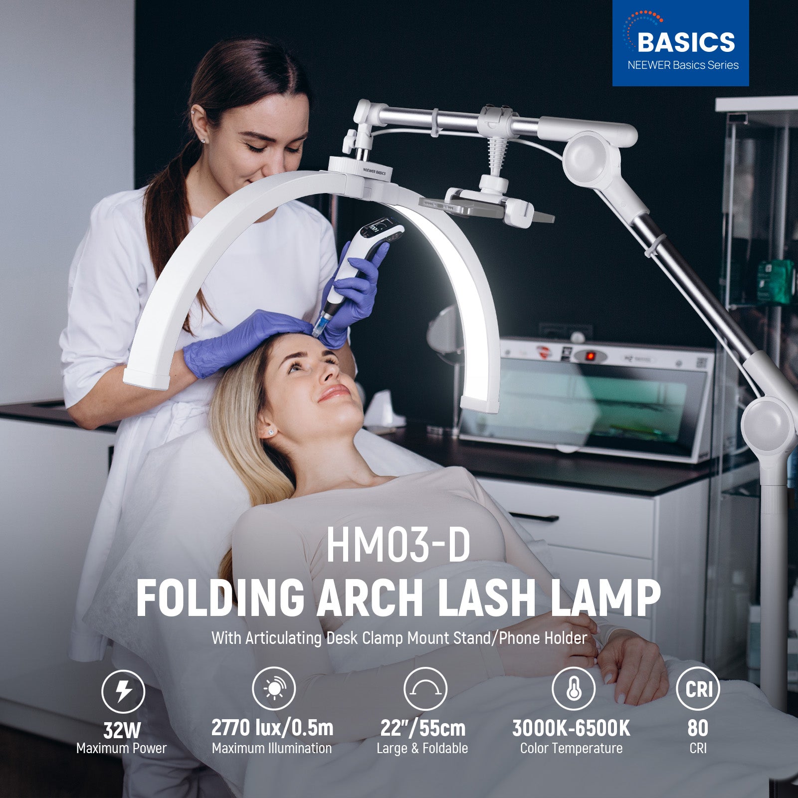 NEEWER BASICS HM03-D Large LED Folding Arc Lash Lamp