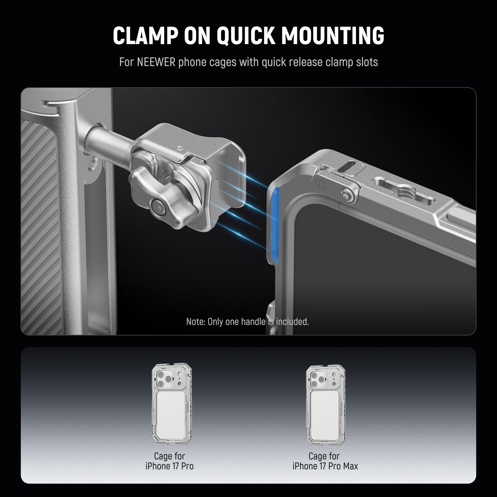 NEEWER PA045 360° Rotation Quick Release Phone Cage Side Handle