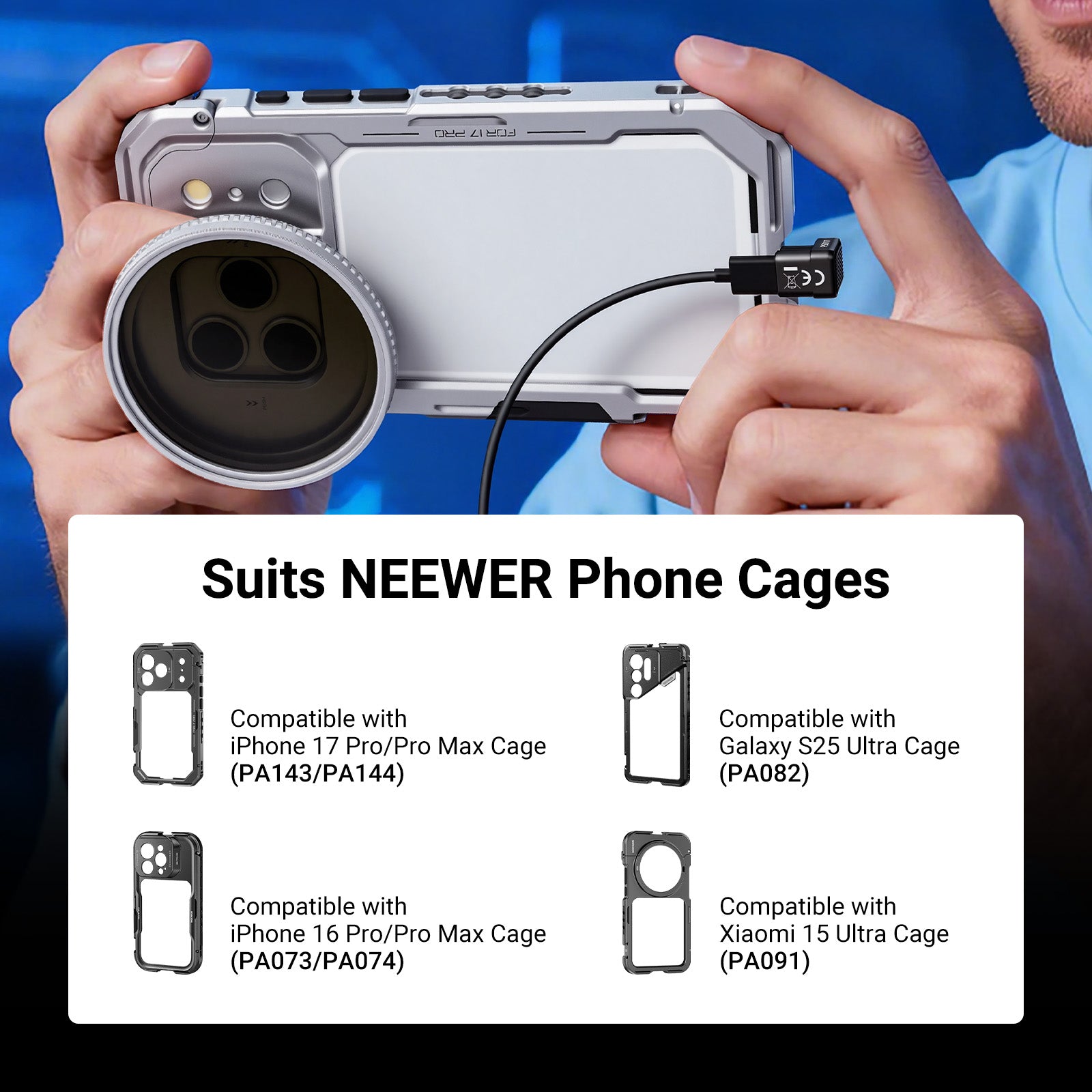 NEEWER PS017 180° U Shaped USB OTG Adapter suits phone cages.