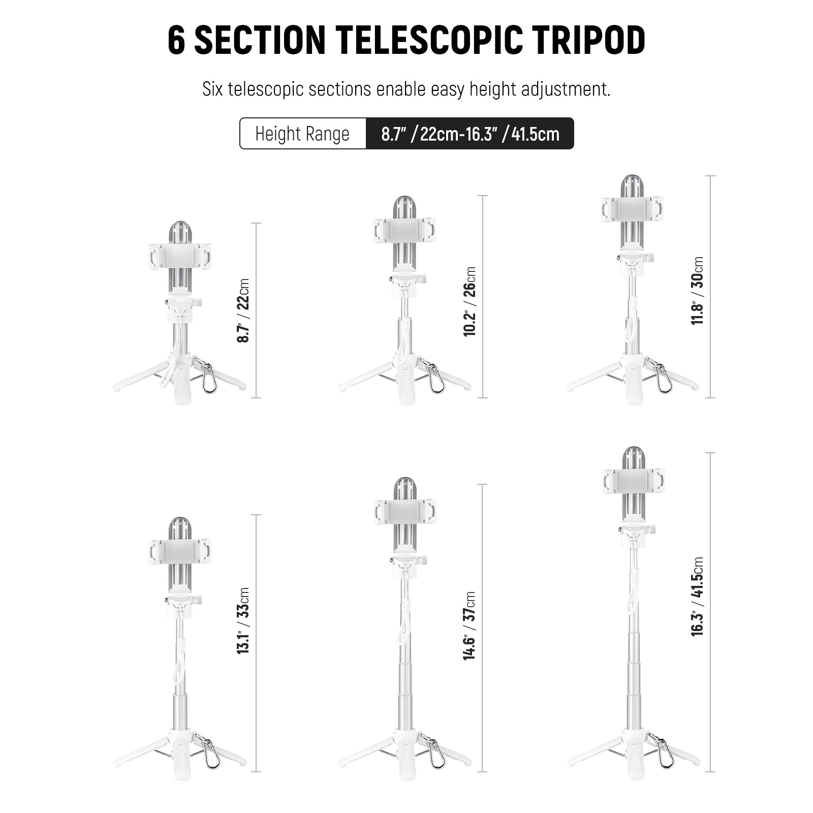 NEEWER P15 is a 6 section telescopic tripod.