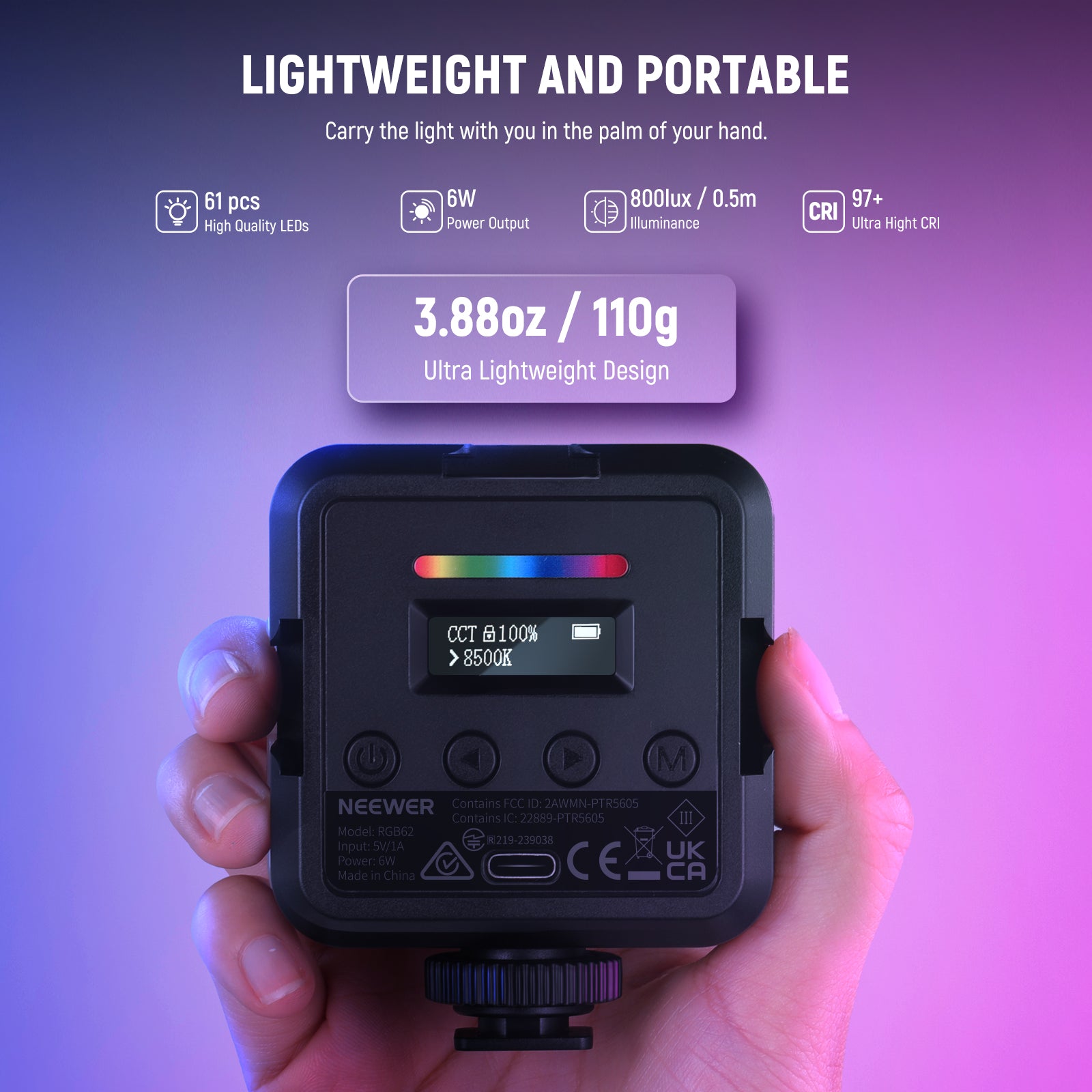  Neewer 480 RGB Led Light with APP Control Metal Shell for  Photography : Electronics