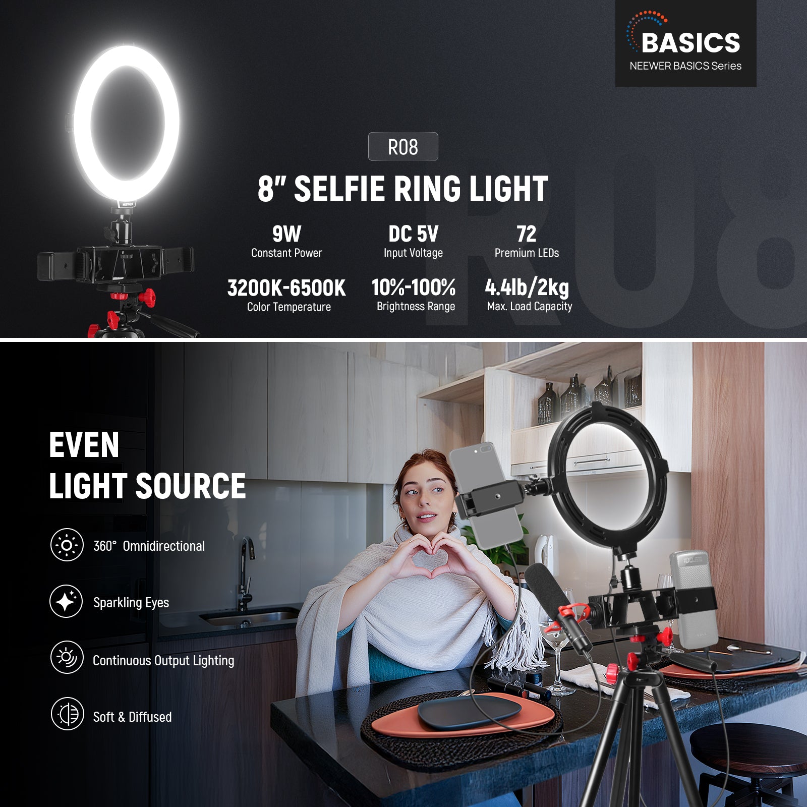 Neewer R08 Ring Light - Thumbnail 5