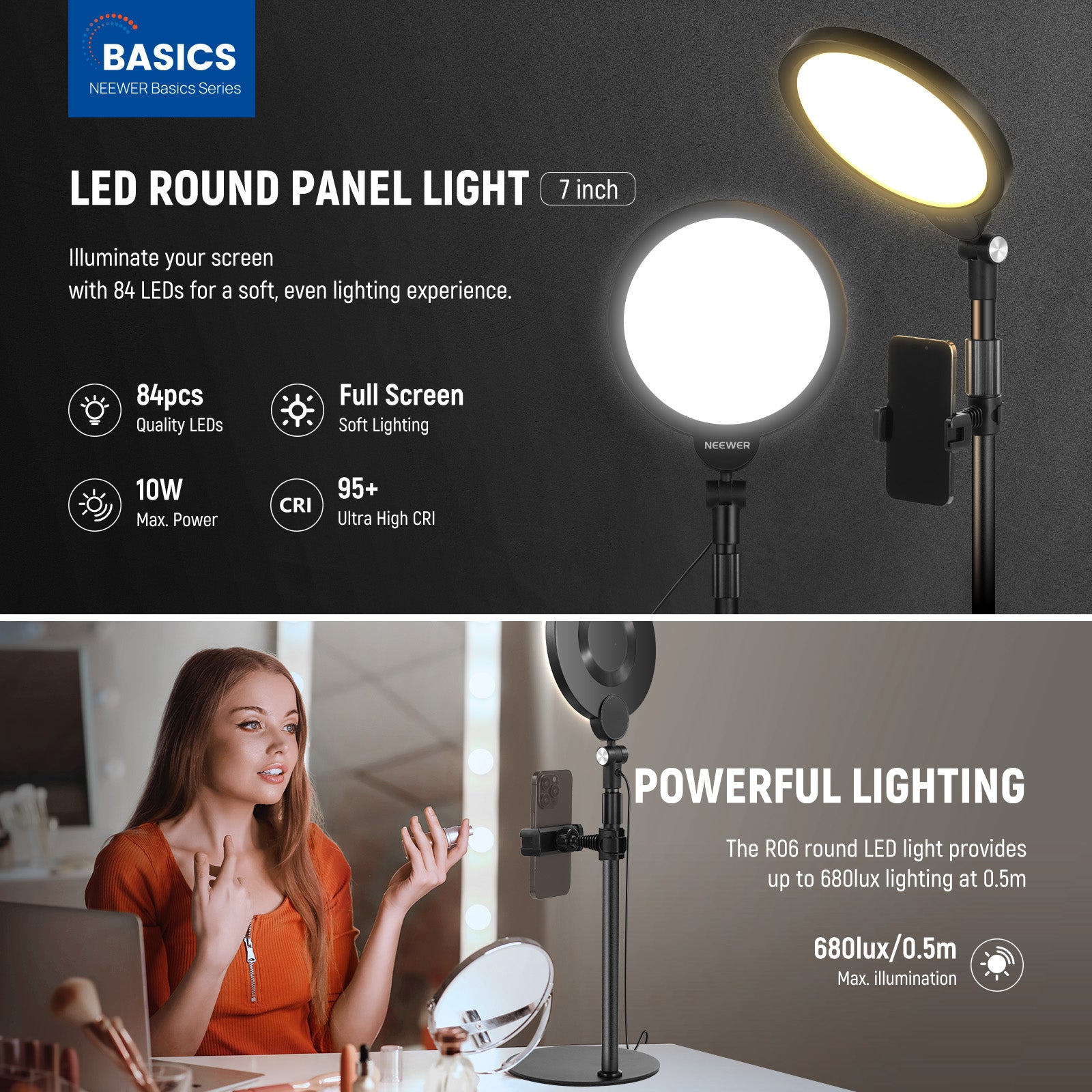 NEEWER R06 Phone Selfie Light Kit | Small Desk Ring Light