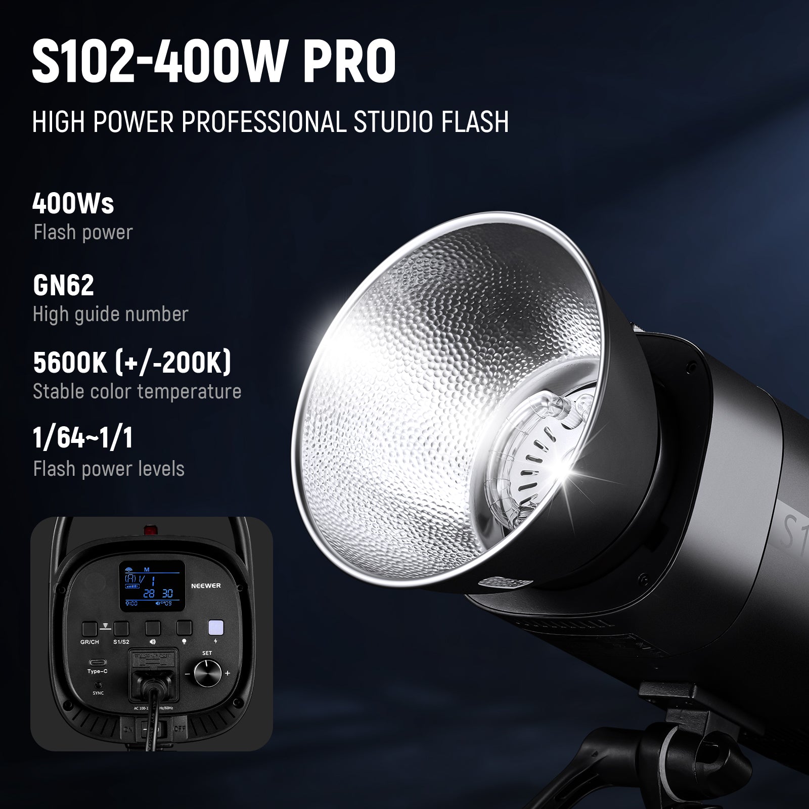 NEEWER S102-400W PRO フラッシュライティングキット 2パック NEEWER 2 Pack S102-400W PRO Studio Monolight Flash Kit