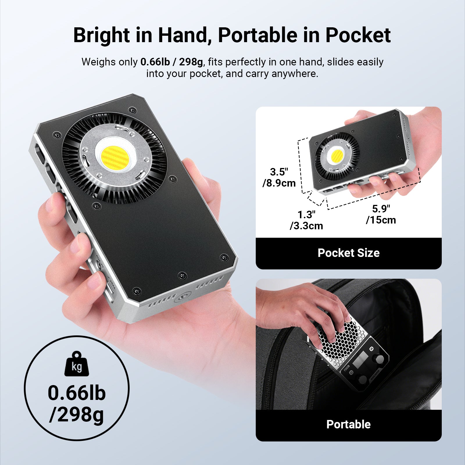 NEEWER FS60B 撮影用ライト 60W 小型 LEDライト バイカラー NEEWER FS60B Handheld Pocket Bi-Color LED Video Light
