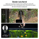 A 340mm slender barrel with 16mm focal distance