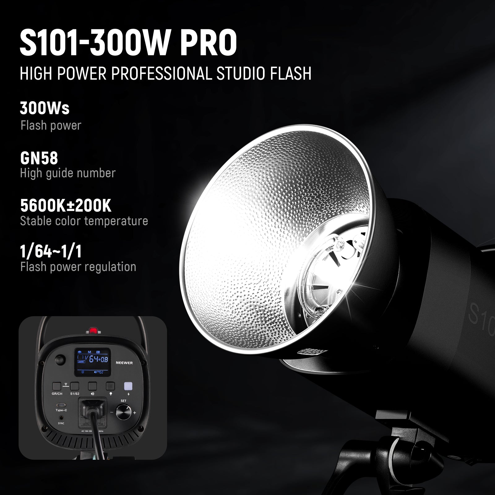 NEEWER S101-300W PRO Strobe Flash For Photography