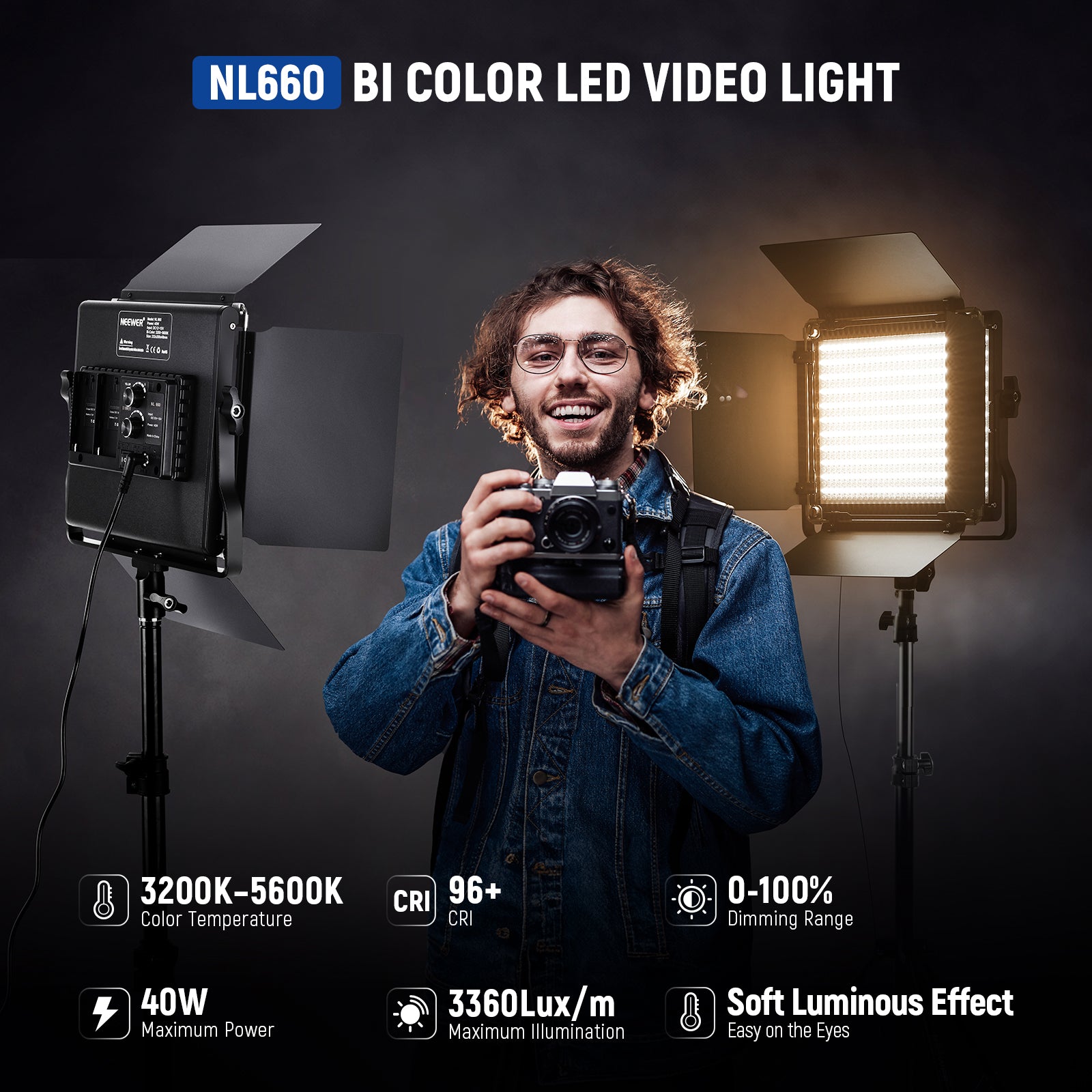 NEEWER NL660 Bi-Color Video Light | LED Panel Light