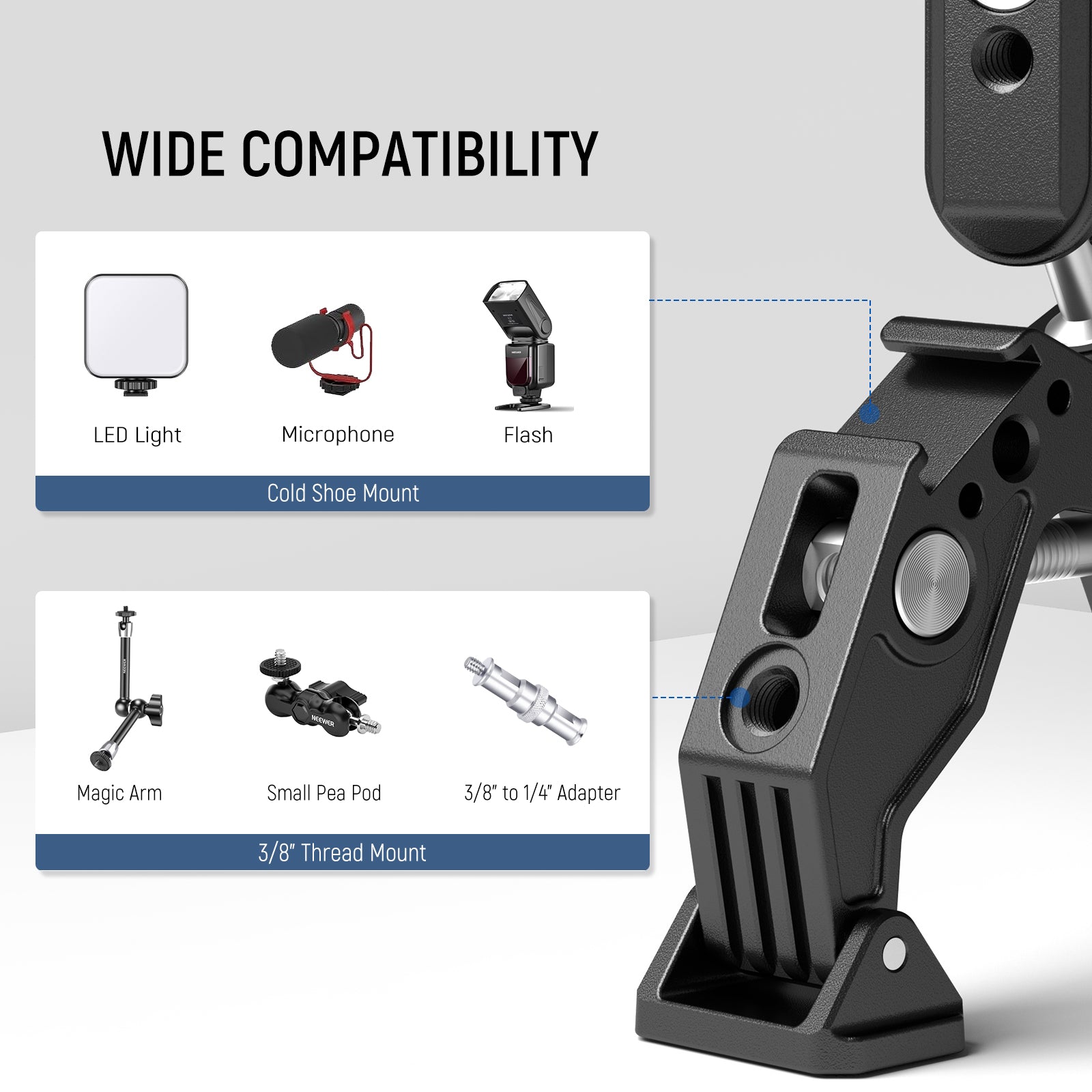 NEEWER UA036 Double Super Clamp Camera Mount - NEEWER