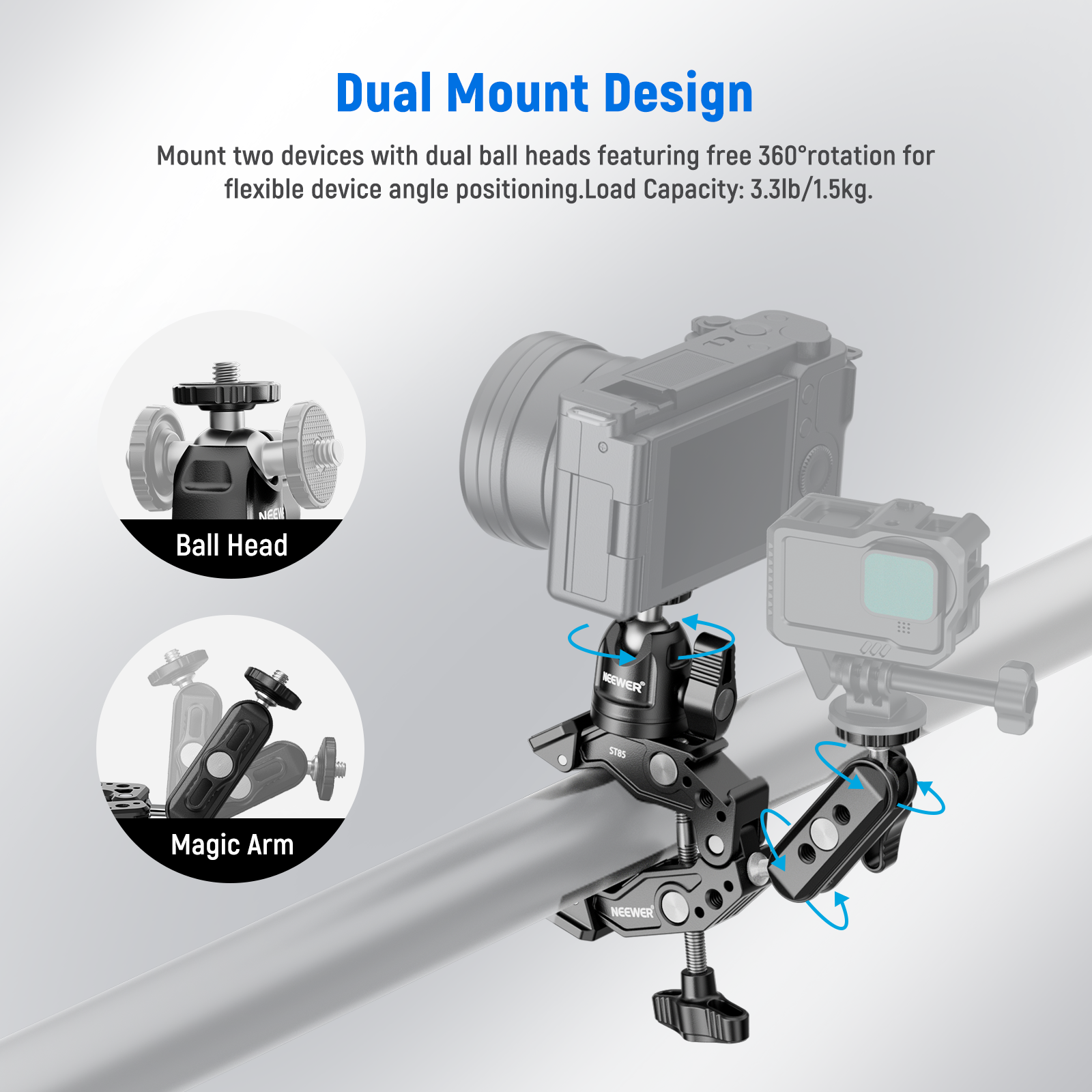 Neewer ST85 Super Clamp with Magic Arm - Thumbnail 3