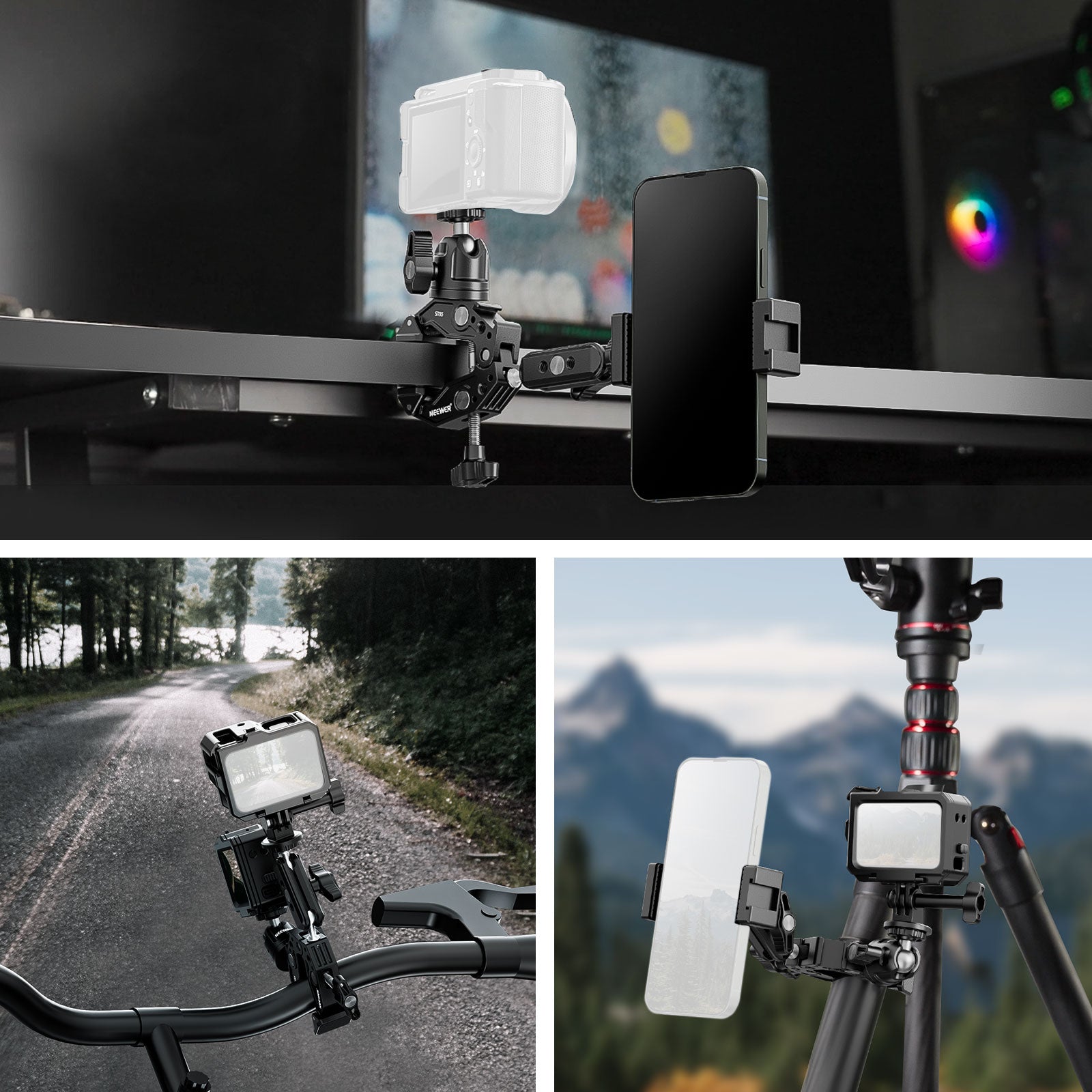 NEEWER ST58 Super Clamp with Dual Ball Head Magic Arm