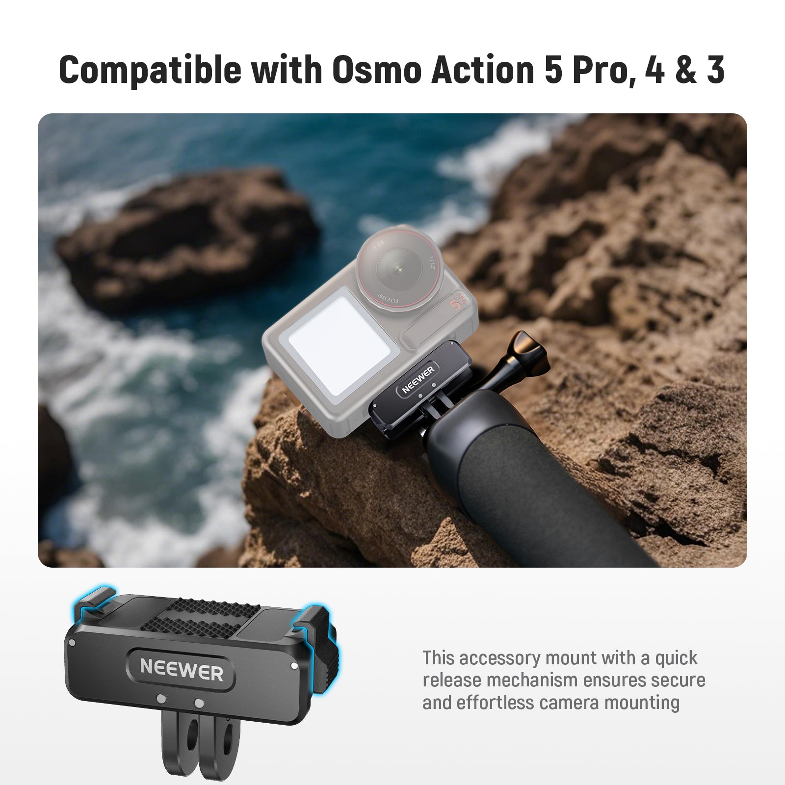 NEEWER AC011 Magnetic Mount For Osmo 360 Action 5 Pro/4/3
