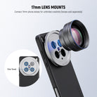 Built in 17mm lens threads on Main and Telephoto Cameras connect 17mm phone lenses for creative shots