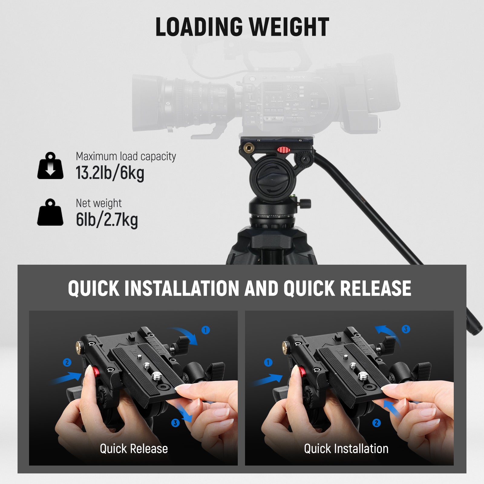 NEEWER TP73 Lightweight Video Tripod supports up to 6kg.