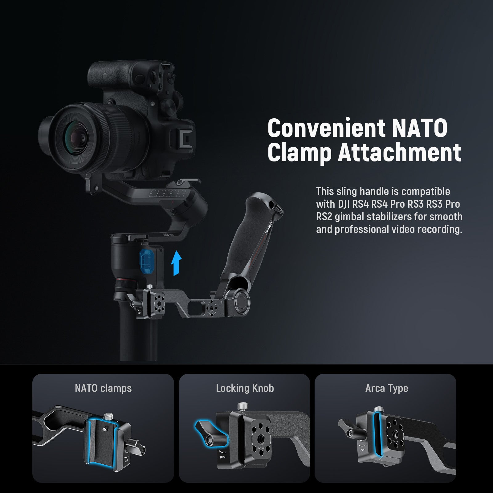 NEEWER GA020 Gimbal Sling Handle with NATO DJI RS Series