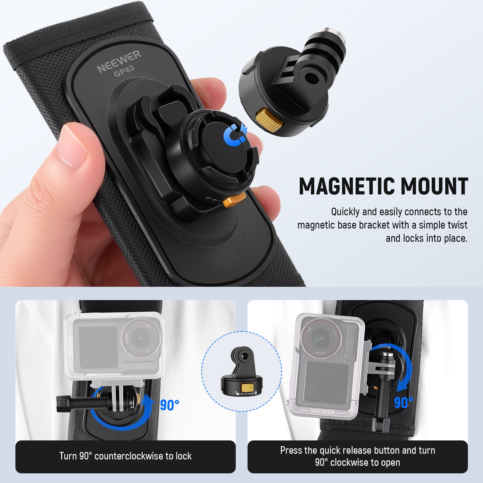 NEEWER GP63 Backpack Strap Mount For Action Cameras