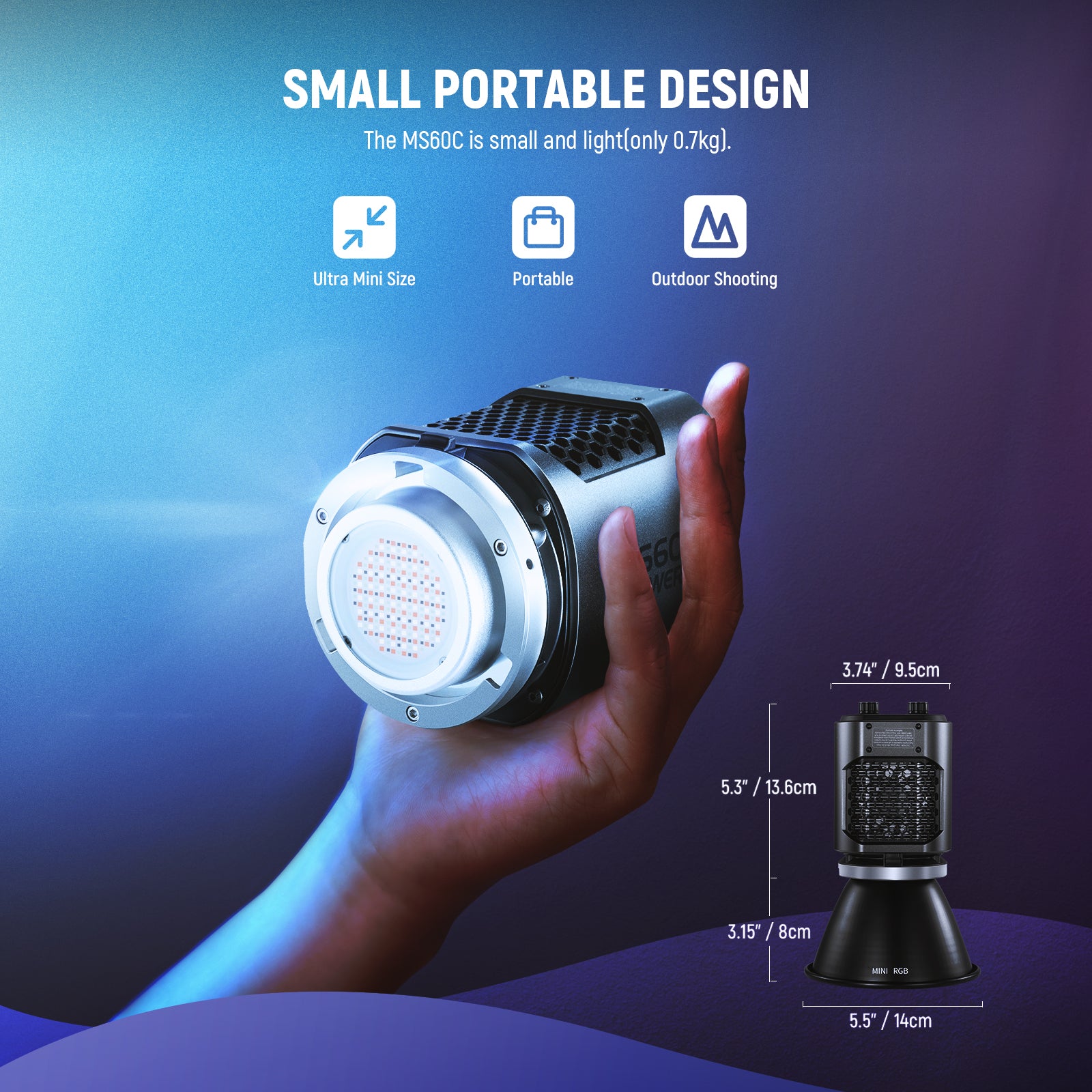 NEEWER RGB LED Video Light 65W Handheld RGB Continuous Light Spotlight