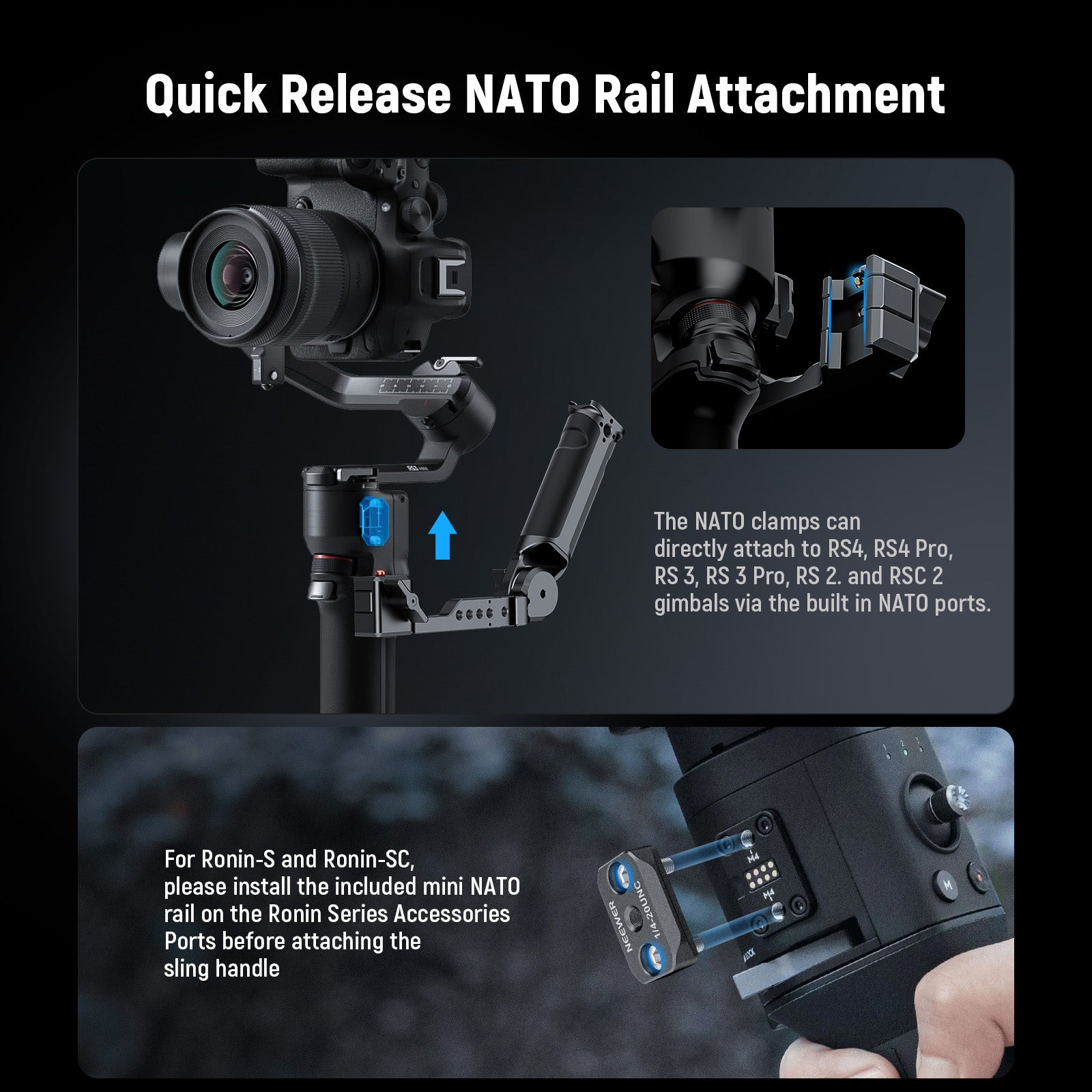 NEEWER ST49 Gimbal Sling Handle with NATO Rails For DJI