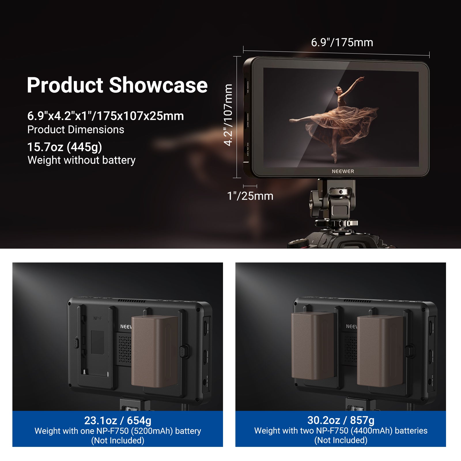 Neewer F100 7インチ カメラフィールドモニター＆充電器＆専用ケース付 Amazon.com : Neewer F100 7inch Camera Field Monitor HD Video