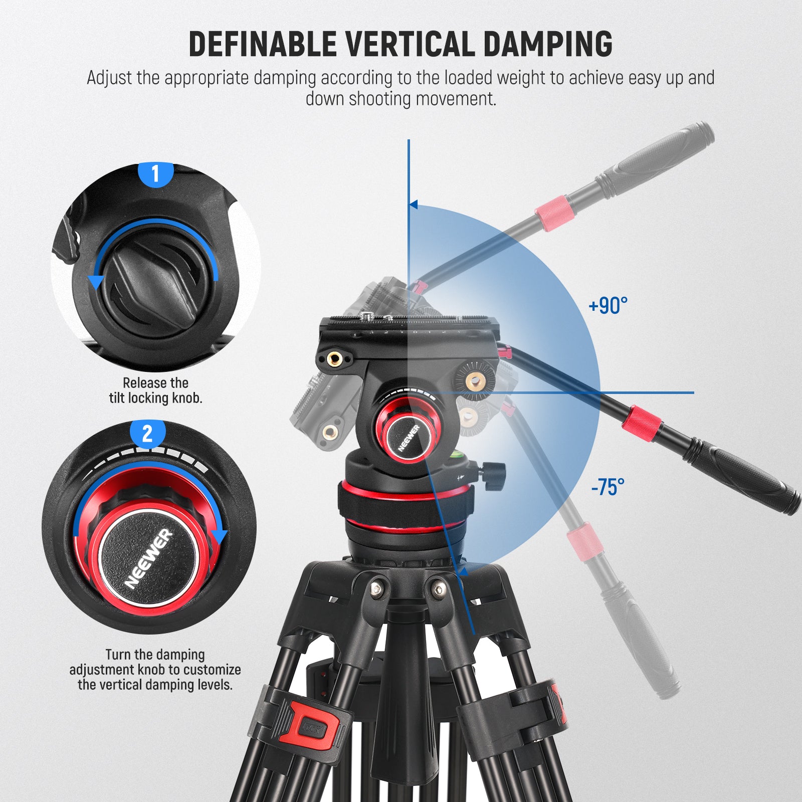 ビデオ雲台 NEEWER GM006 NEEWER GM006 Pro Heavy Duty Video Tripod Fluid Head
