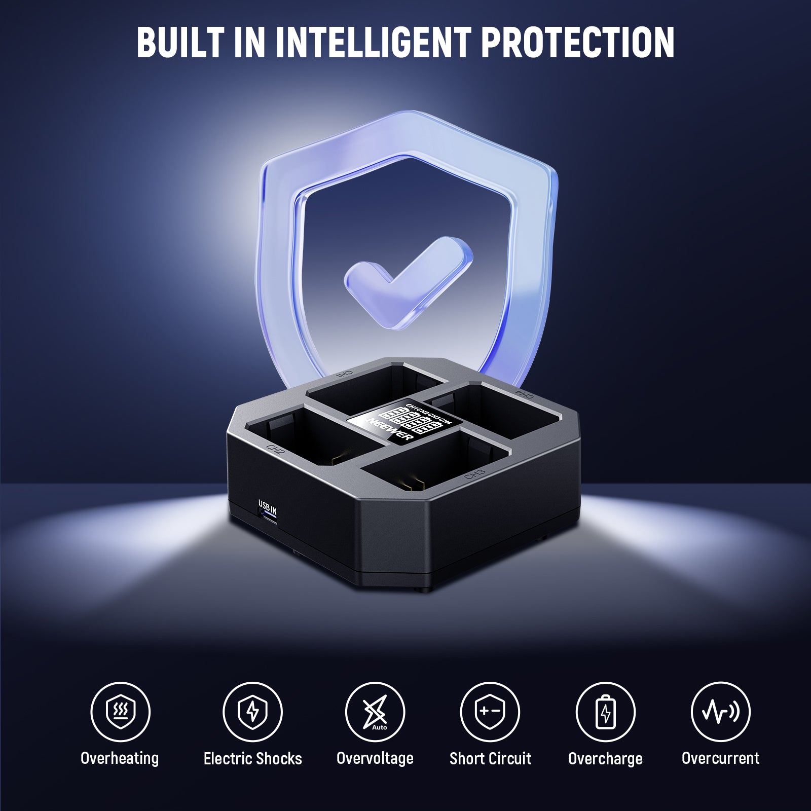 NEEWER NW-Z4 4 Channel Charger for NP-FZ100 Battery