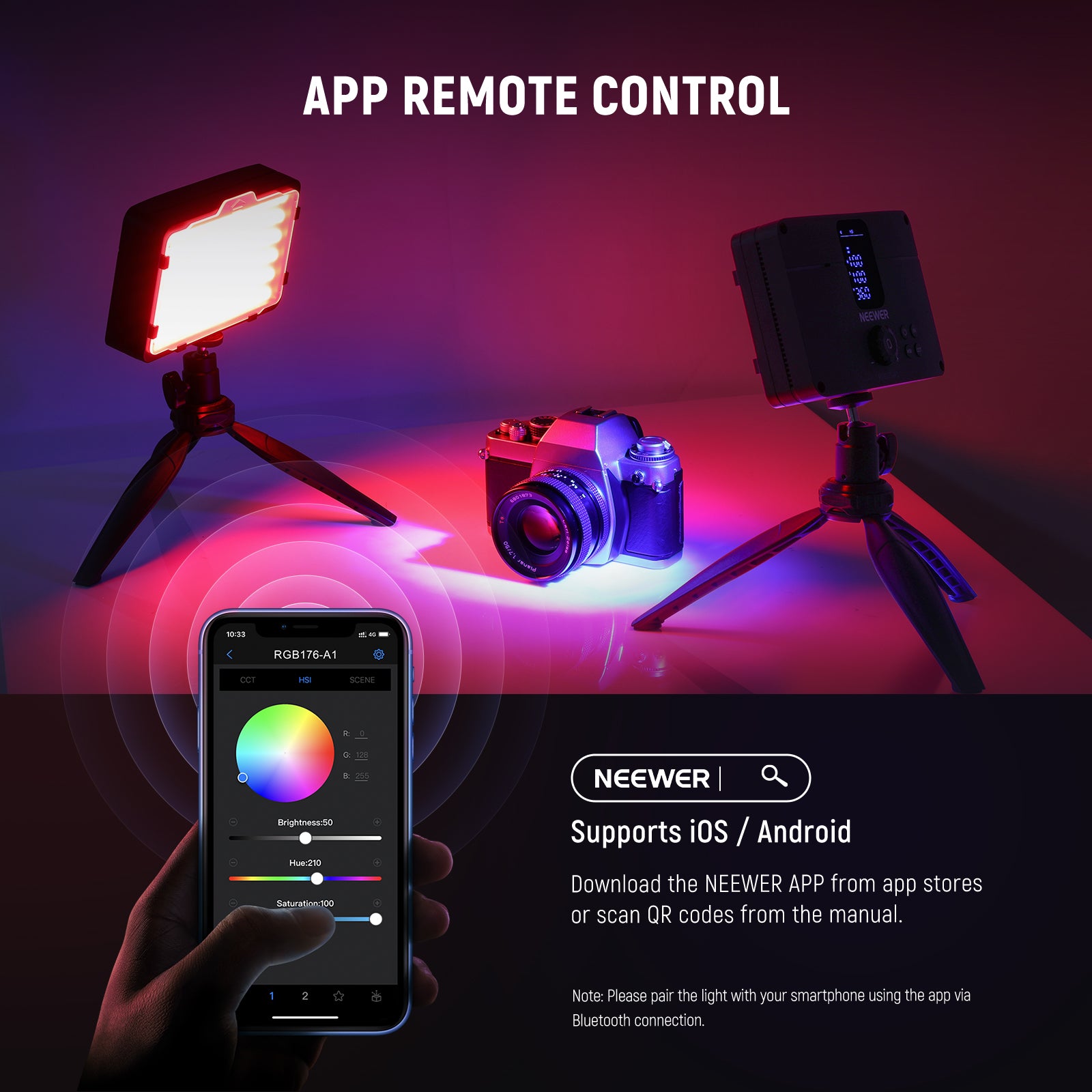 Neewer RGB LED Ring Light Selfie Light, 360° Full Color, Smartphone Video  Rig & Phone Video Stabilizer, 2500K~10000K CRI 97+ LED Light with Battery 