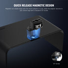 The sun hood connects quickly and securely via a magnetic mount adapter