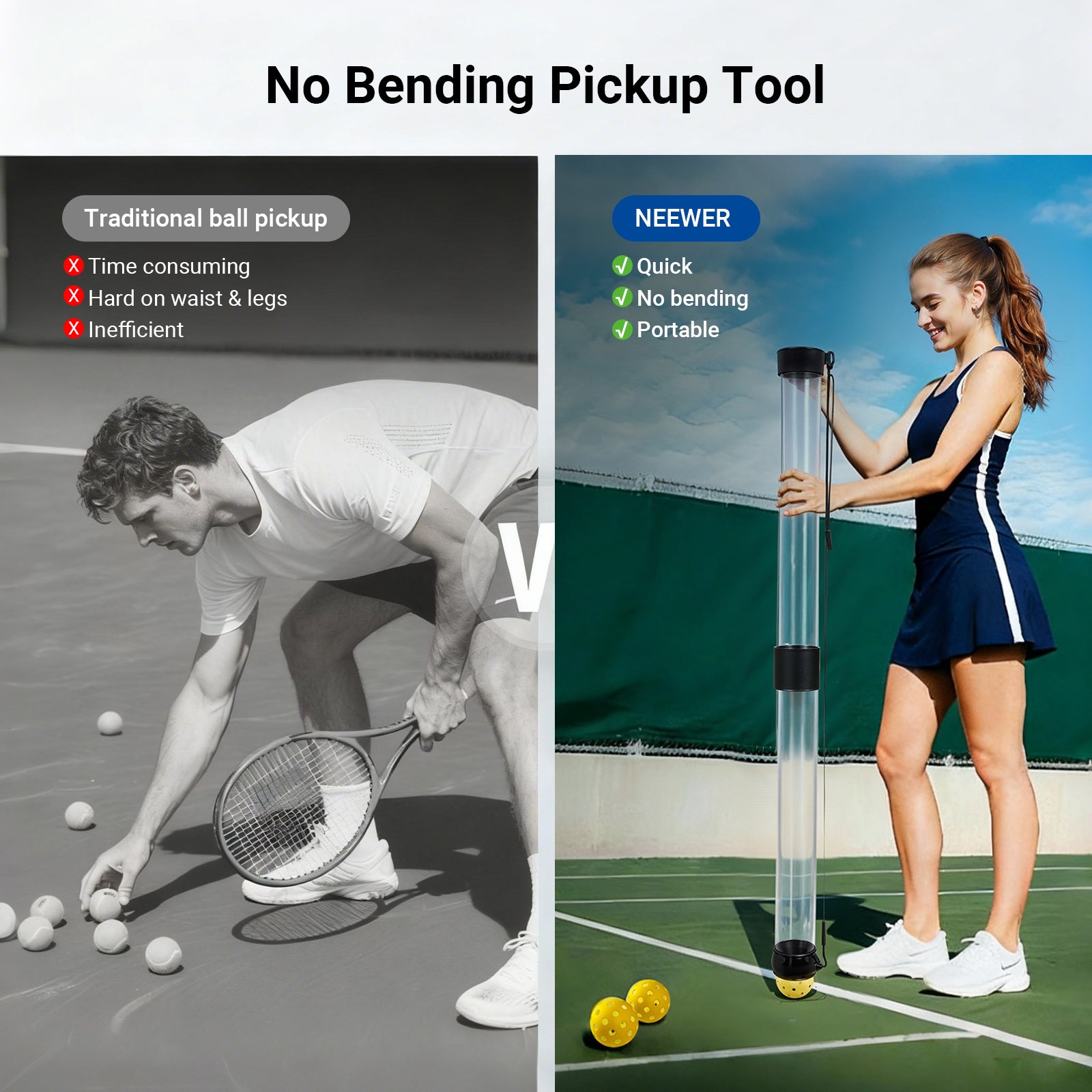 NEEWER TB03Z Tennis Ball & Pickleball Ball Tube