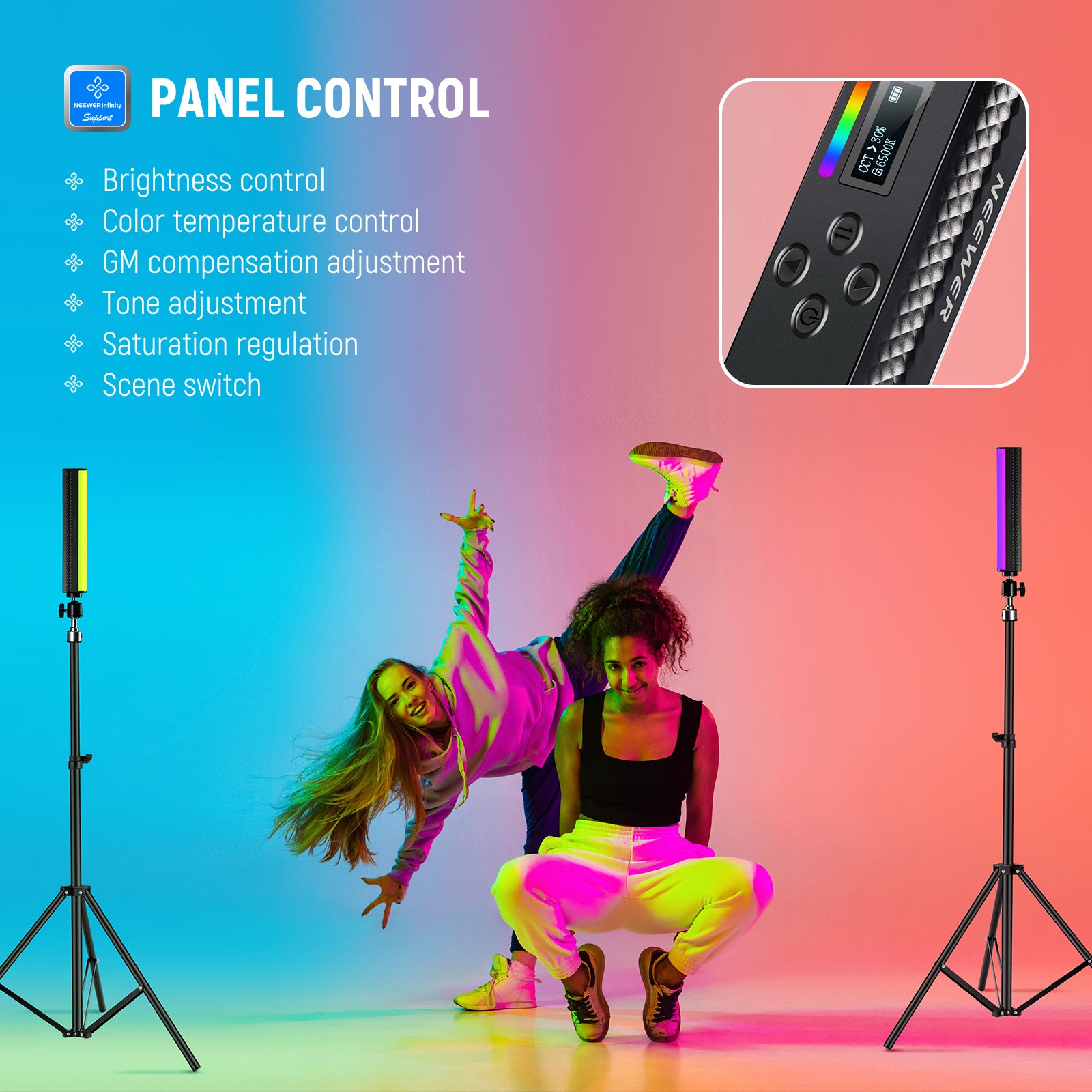 NEEWER TL20C Handheld Light Wand | Magnetic RGB Tubing