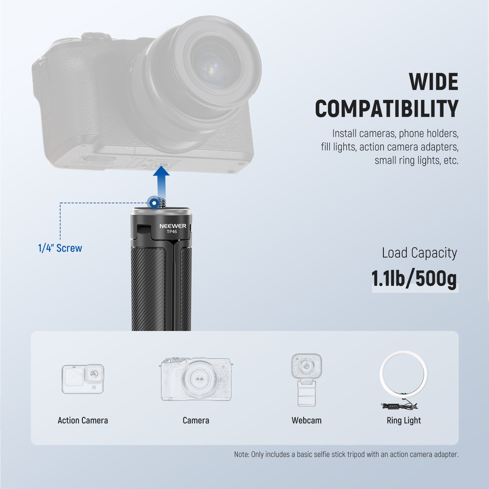 Wide Compatibility of the NEEWER P46 Selfie Stick Tripod