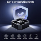 4 Channel NP-FZ100 USB Charger use an advanced circuit to prevent short circuits and overcurrent and ensure safe charging.