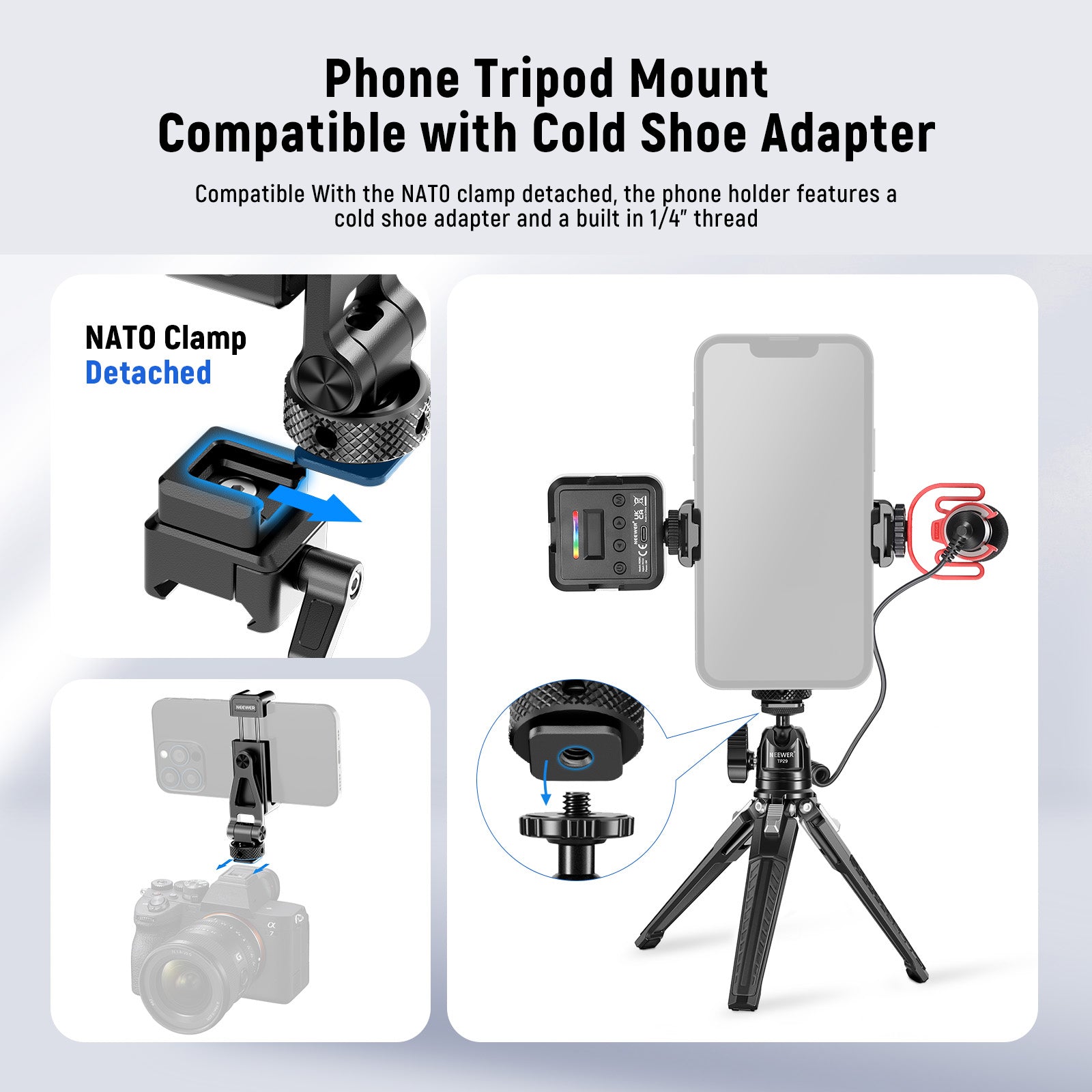 Neewer GA010 Phone Tripod Mount - Thumbnail 5