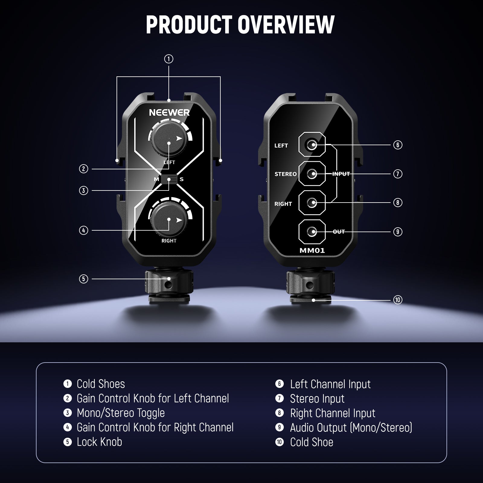 NEEWER MM01/MM02 Dual Channel Microphone Audio Mixer
