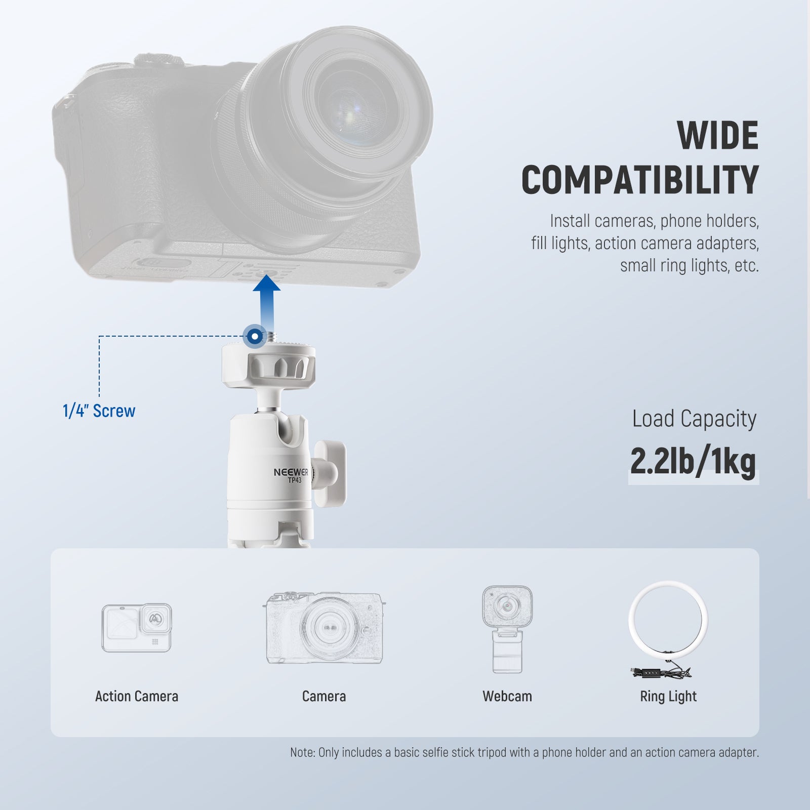 Wide Compatibility of the NEEWER TP43 Mini Desktop Tripod